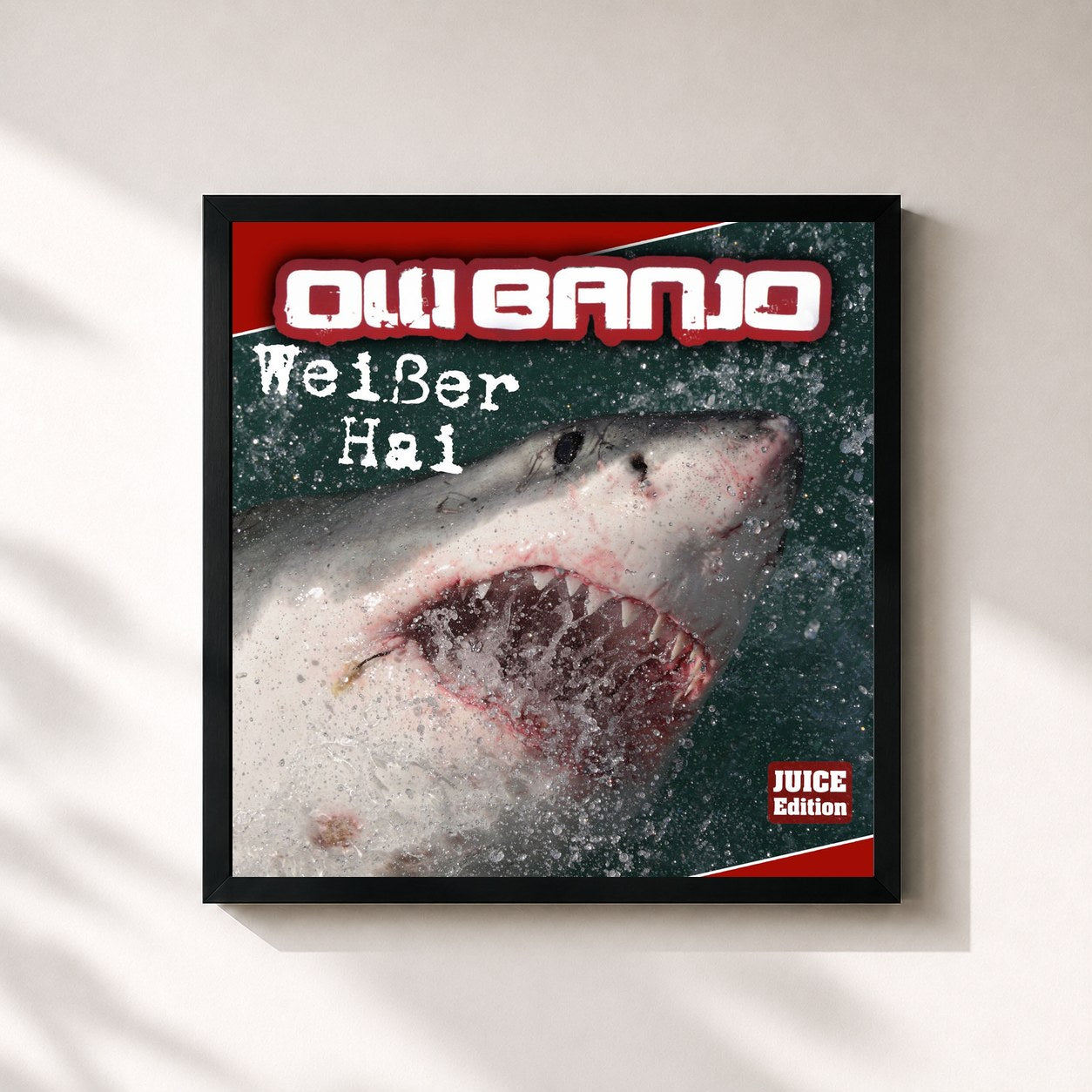 #noir Tableau carré de l'album Weißer Hai (Juice Edition) de Olli Banjo, cadre noir 32x32 cm
