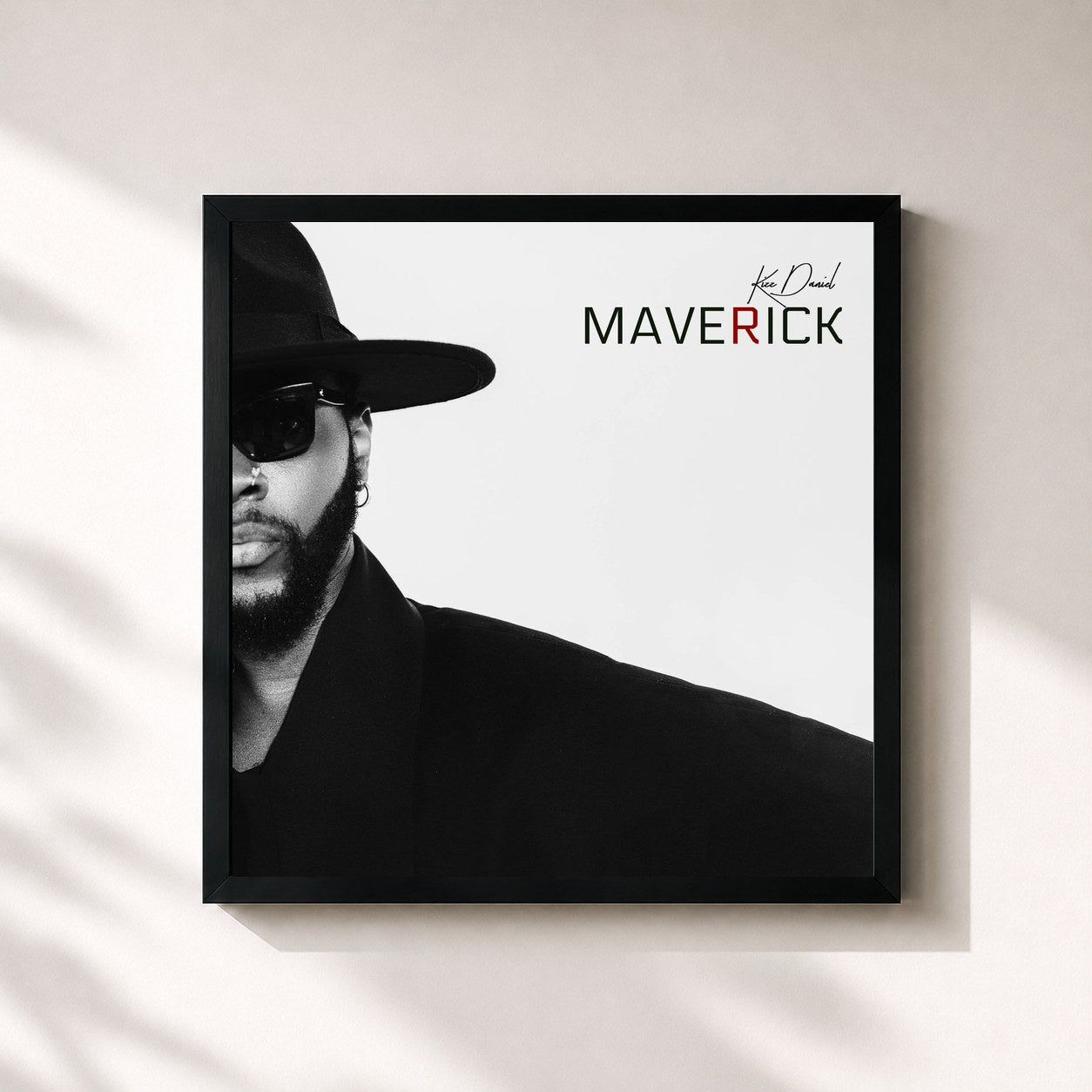 #noir Tableau carré de l'album Maverick de Kizz Daniel, cadre noir 32x32 cm