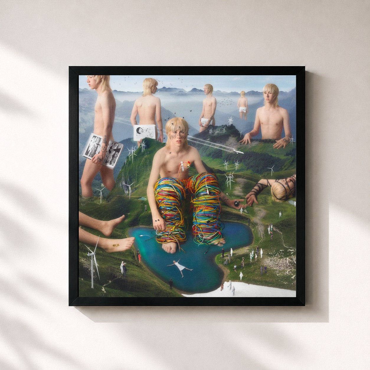#noir Tableau carré de l'album KOR KOR LAKE de Rojuu, cadre noir 32x32 cm