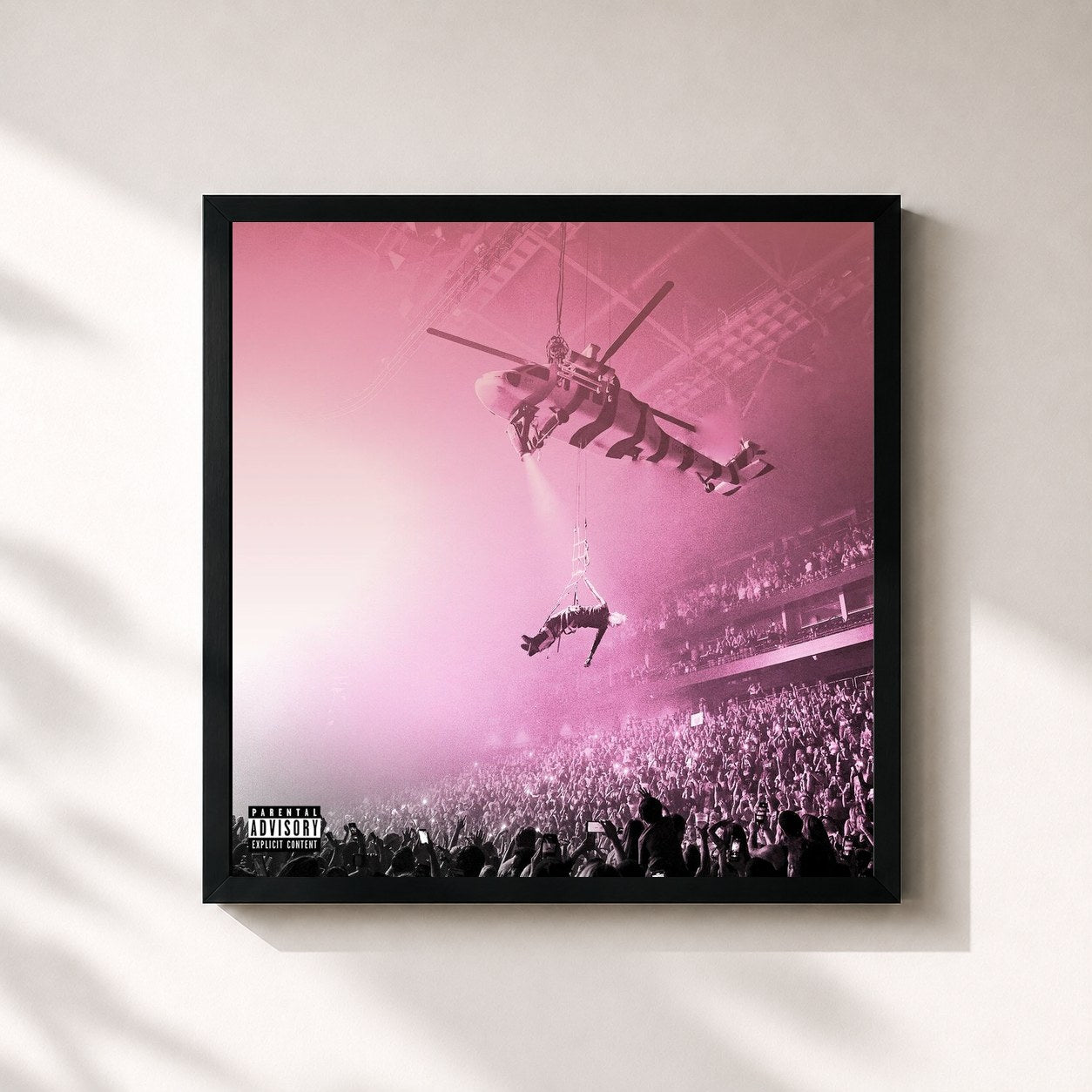 #noir Tableau carré de l'album mainstream sellout (life in pink deluxe) de mgk, cadre noir 32x32 cm