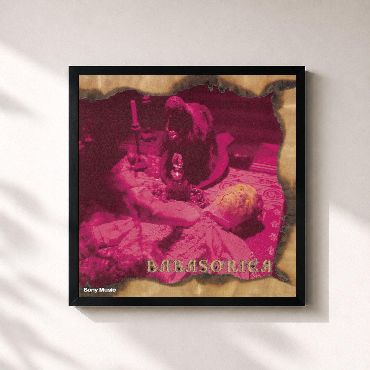 #noir Tableau carré de l'album Babasónica de Babasónicos, cadre noir 32x32 cm