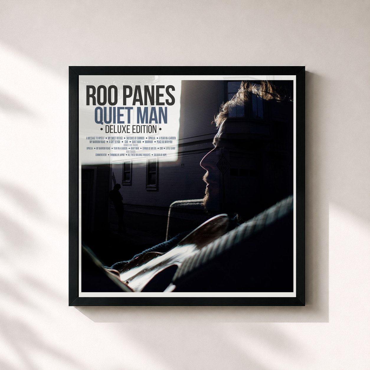 #noir Tableau carré de l'album Quiet Man (Deluxe Edition) de Roo Panes, cadre noir 32x32 cm