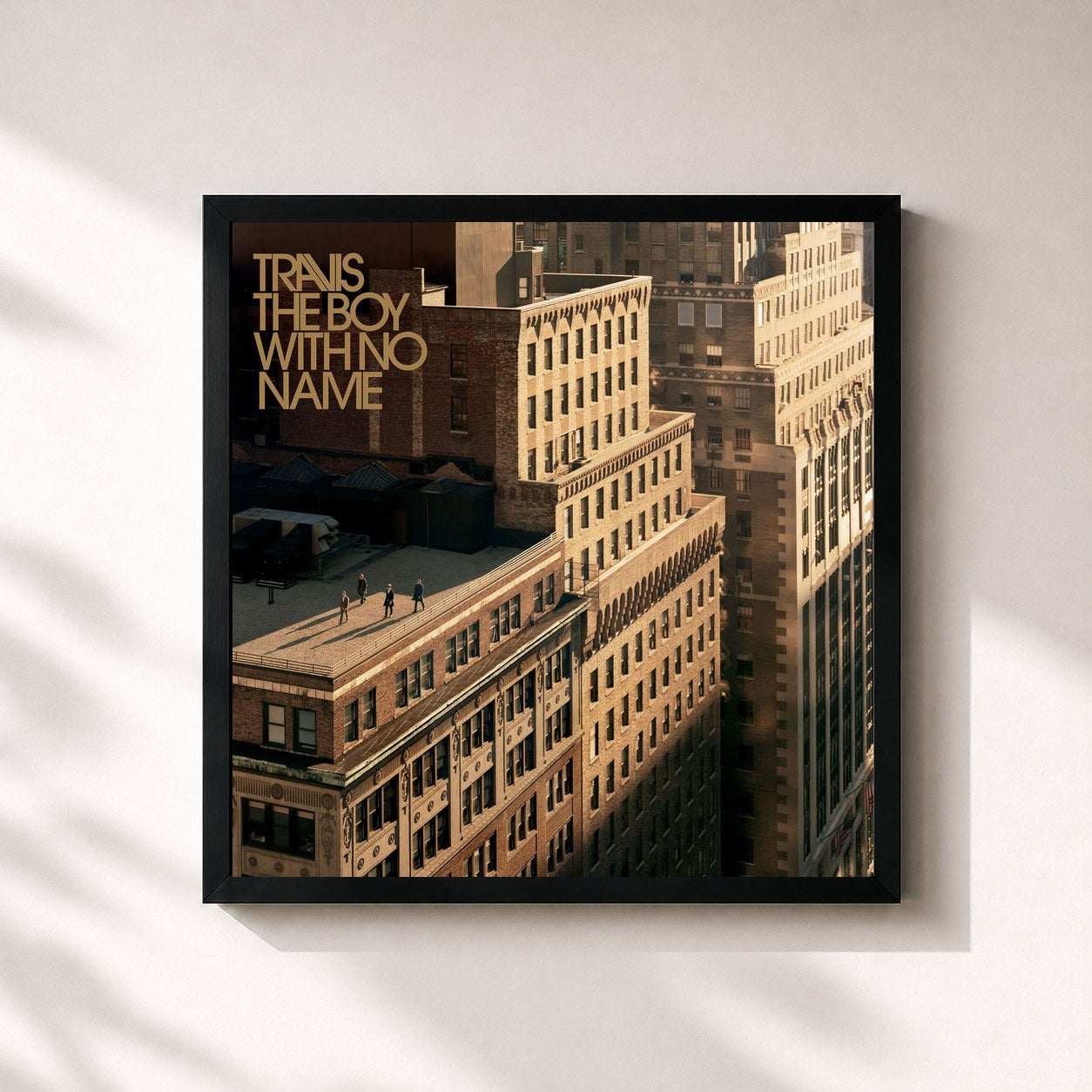 #noir Tableau carré de l'album The Boy With No Name de Travis, cadre noir 32x32 cm