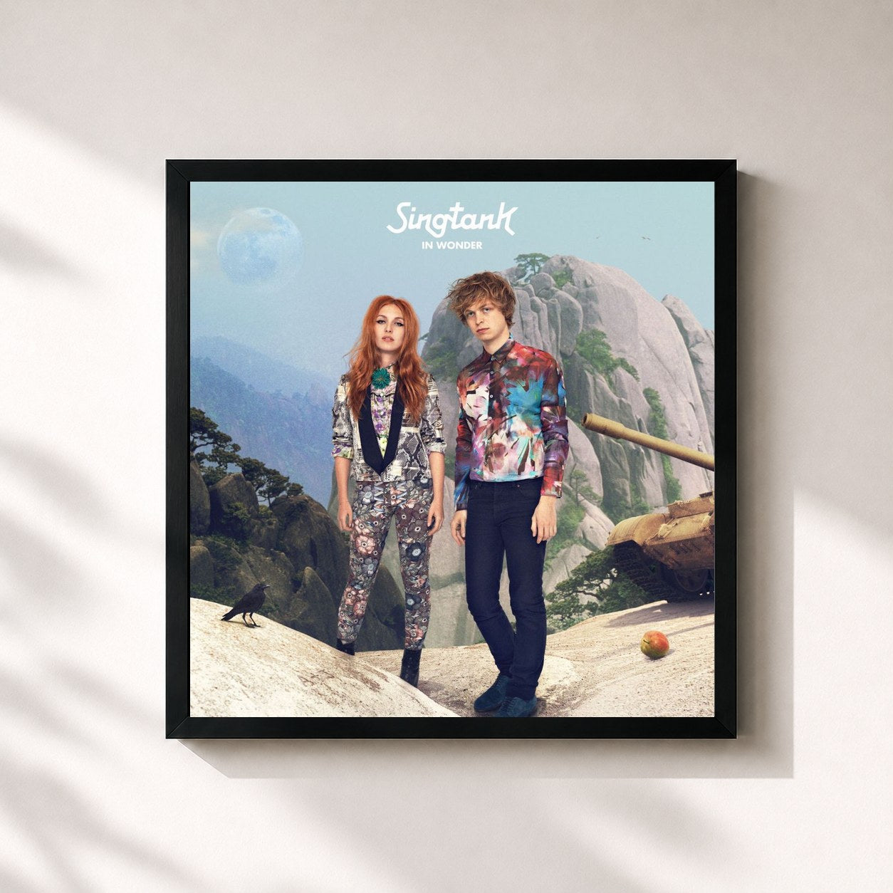 #noir Tableau carré de l'album In Wonder de Singtank, cadre noir 32x32 cm