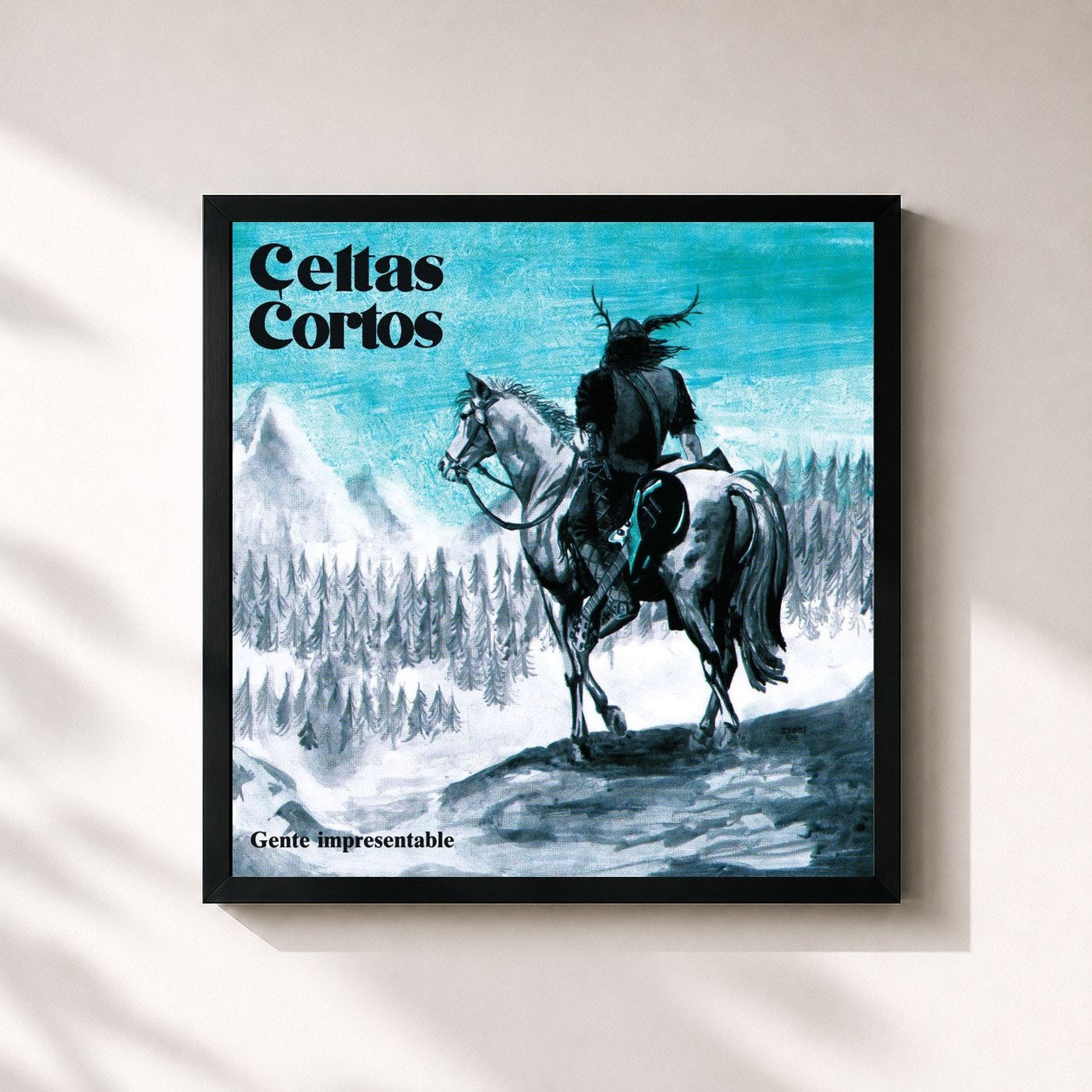 #noir Tableau carré de l'album Gente Impresentable de Celtas Cortos, cadre noir 32x32 cm