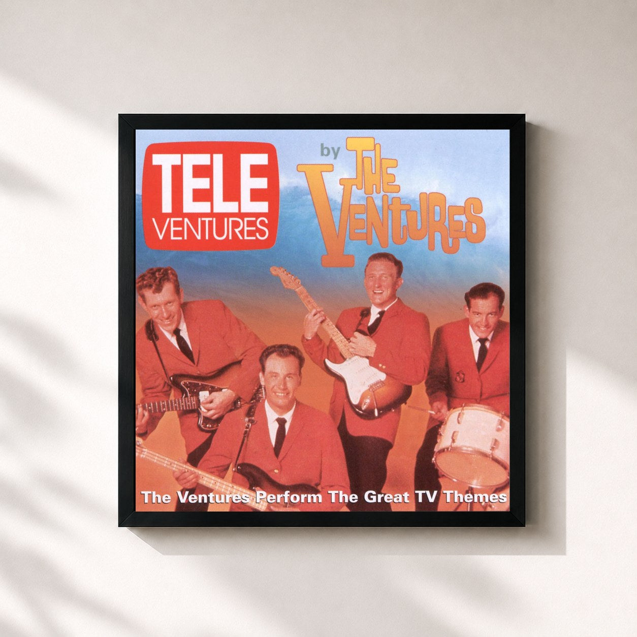 #noir Tableau carré de l'album Tele Ventures de The Ventures, cadre noir 32x32 cm