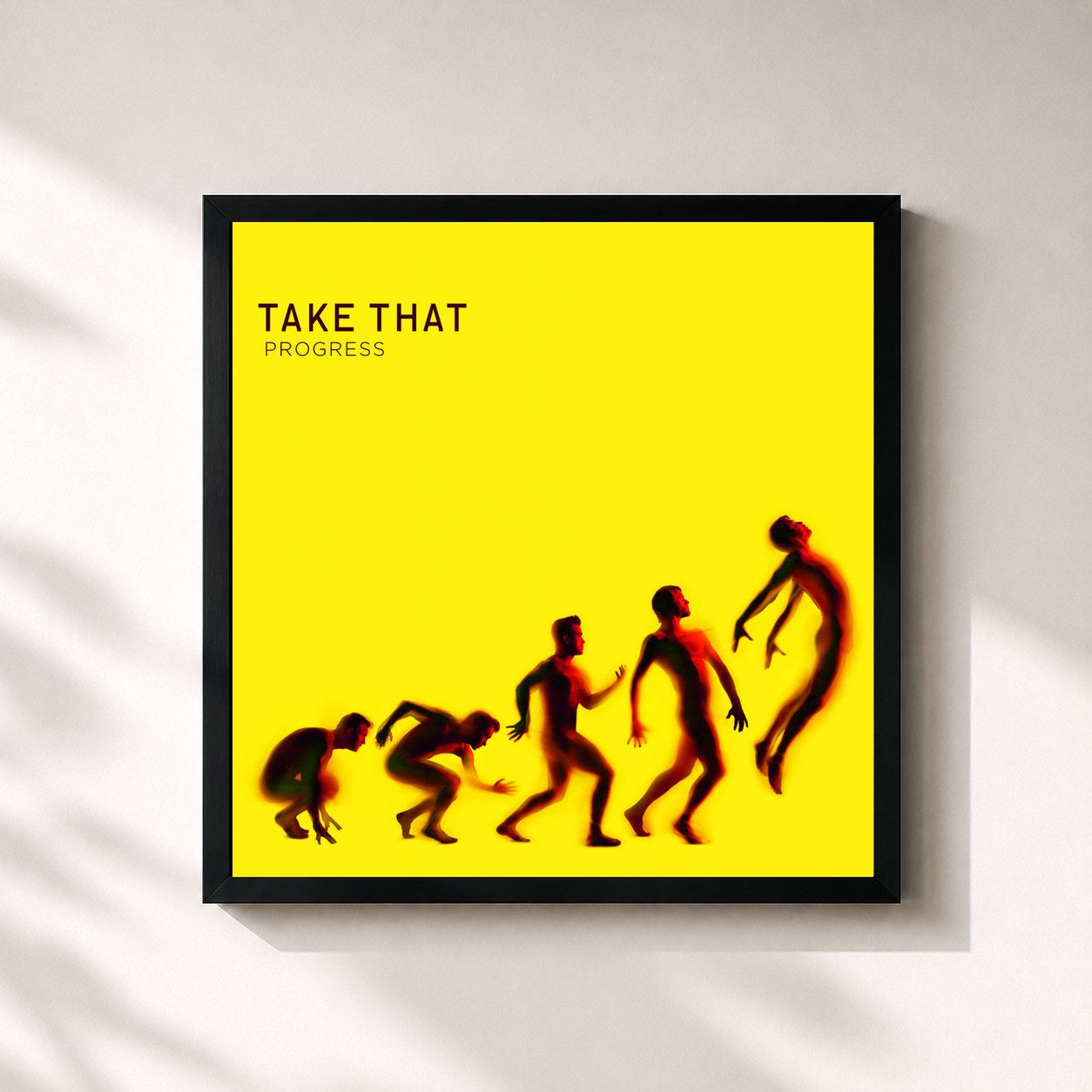#noir Tableau carré de l'album Progress de Take That, cadre noir 32x32 cm