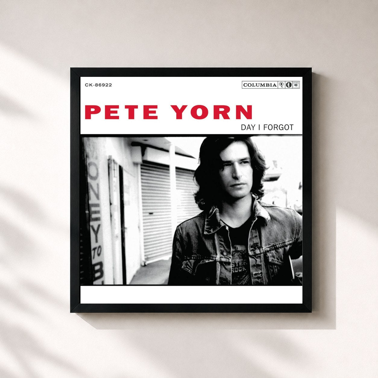 #noir Tableau carré de l'album Day I Forgot de Pete Yorn, cadre noir 32x32 cm