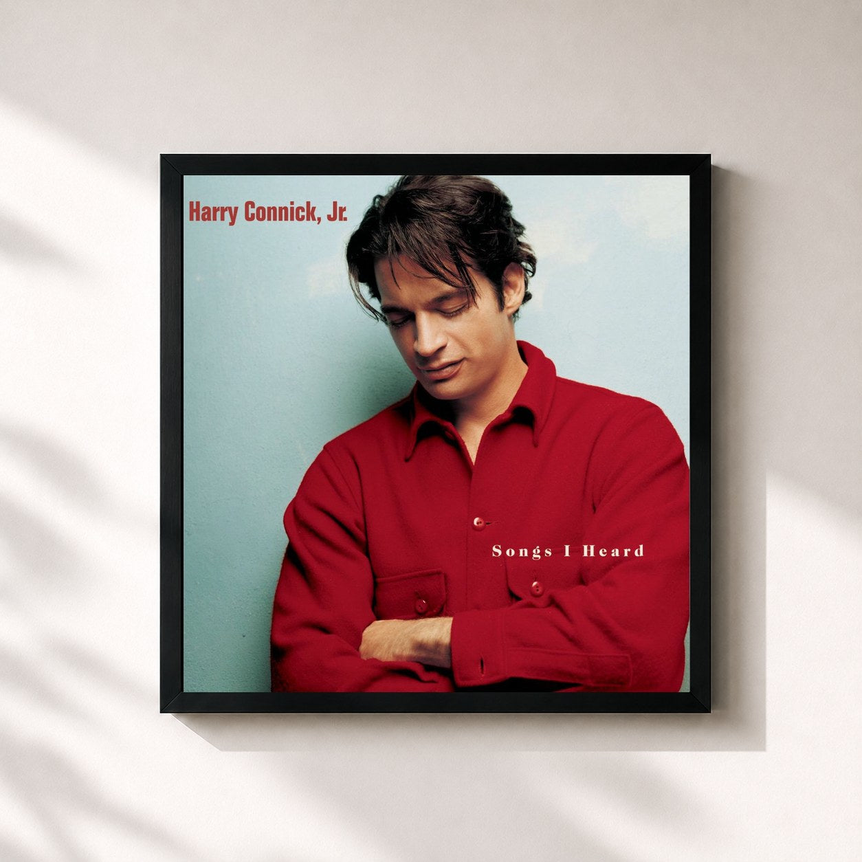 #noir Tableau carré de l'album Songs I Heard de Harry Connick Jr., cadre noir 32x32 cm