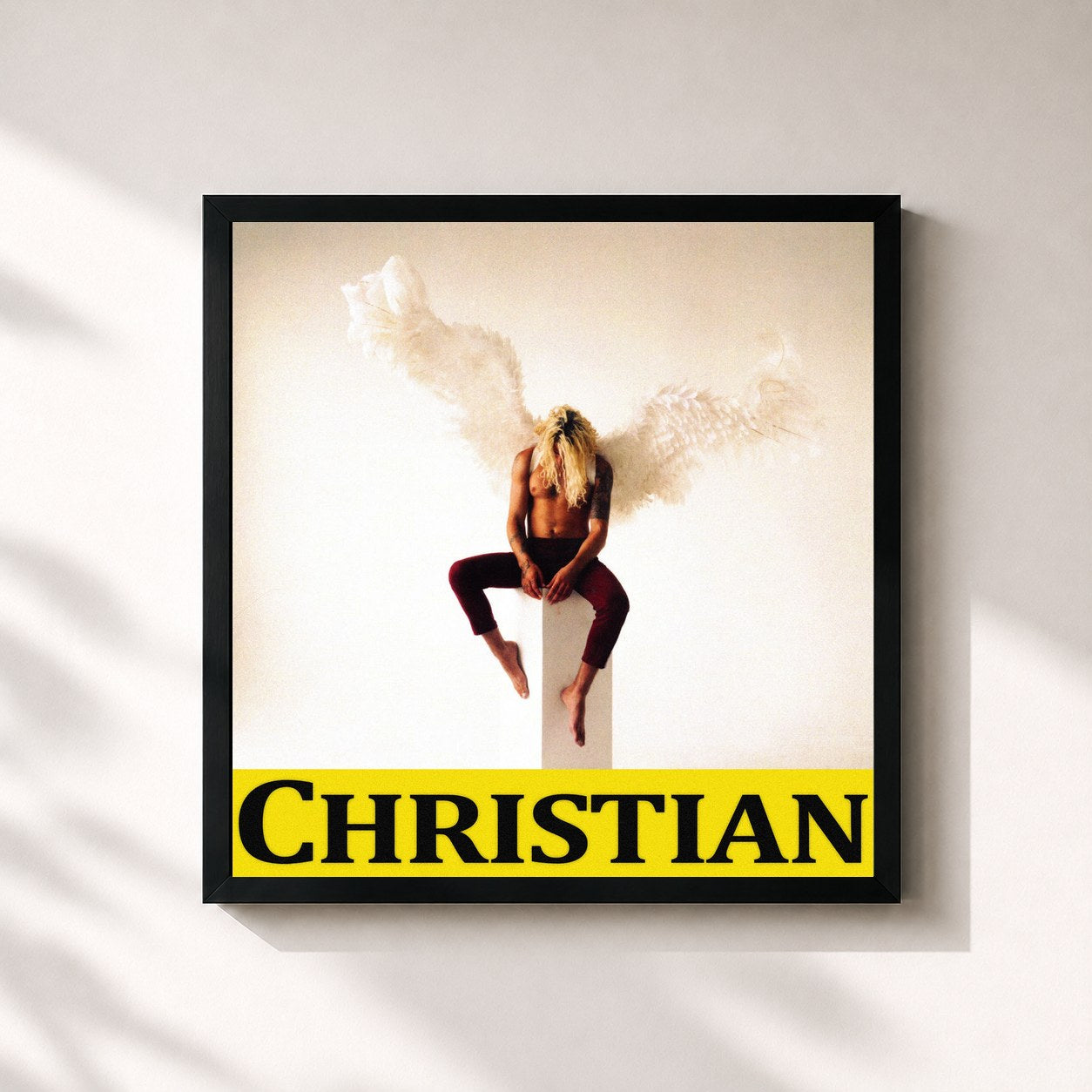 #noir Tableau carré de l'album Christian de Allan Rayman, cadre noir 32x32 cm