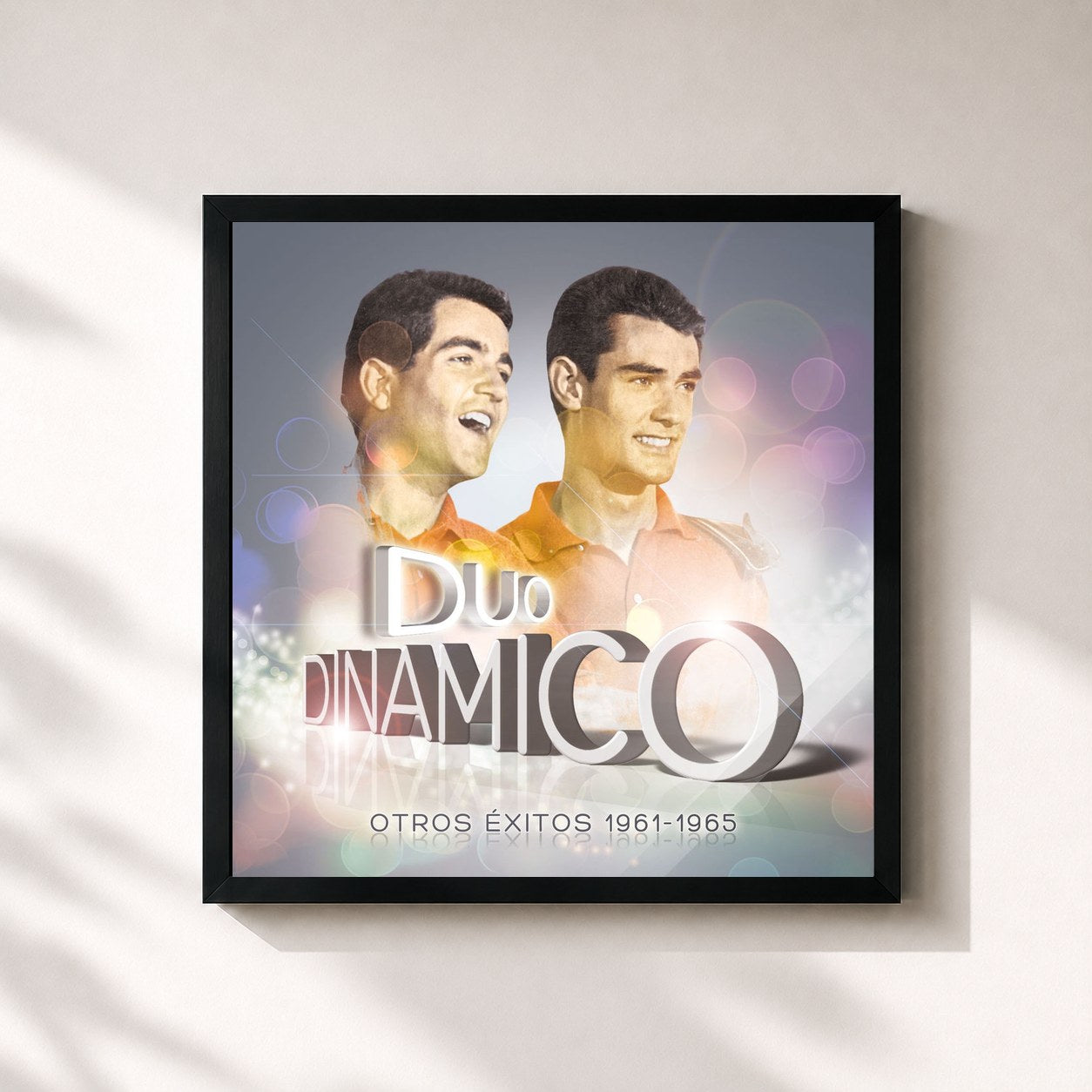 #noir Tableau carré de l'album Otros Exitos 1961-1965 de Duo Dinamico, cadre noir 32x32 cm
