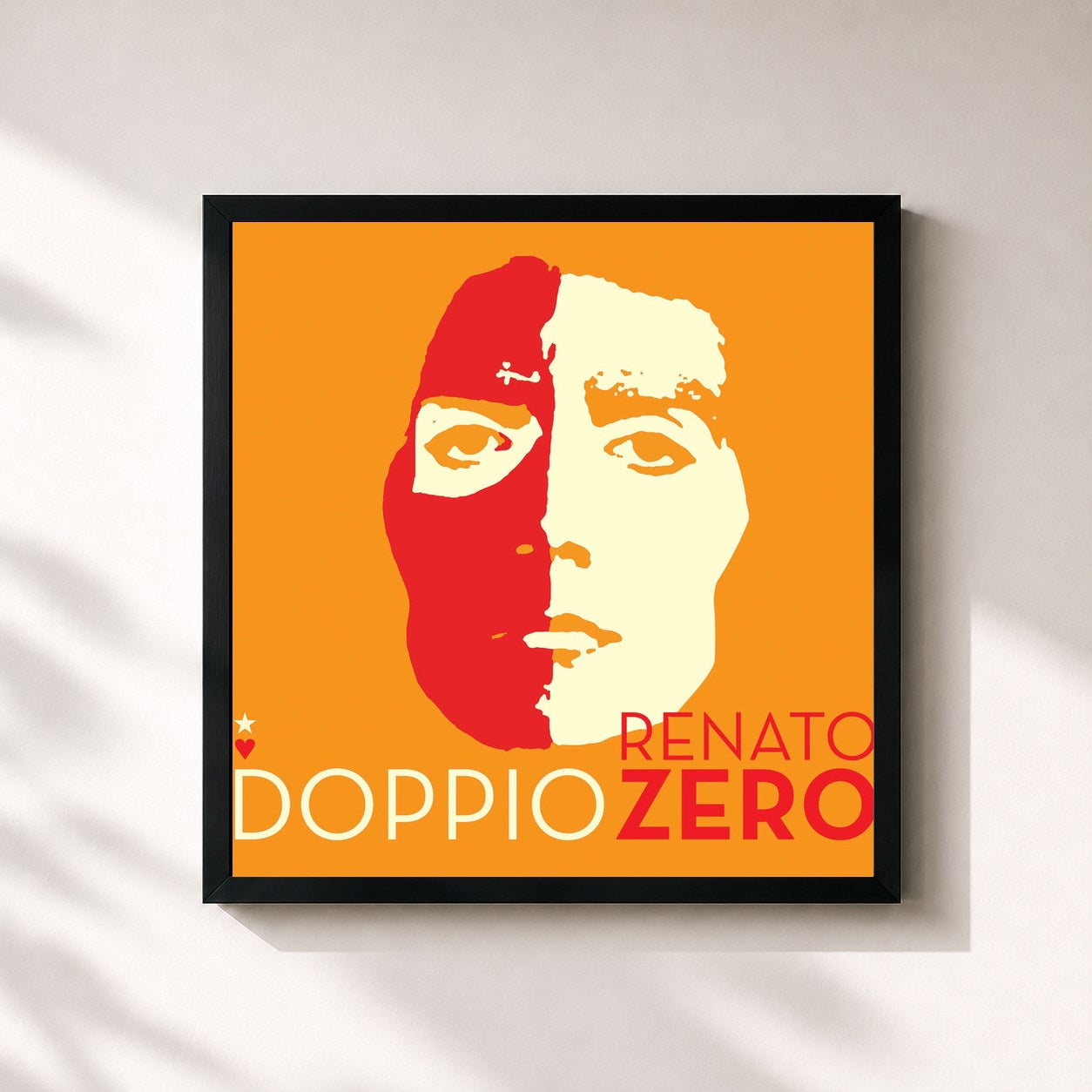 #noir Tableau carré de l'album Doppio Zero de Renato Zero, cadre noir 32x32 cm
