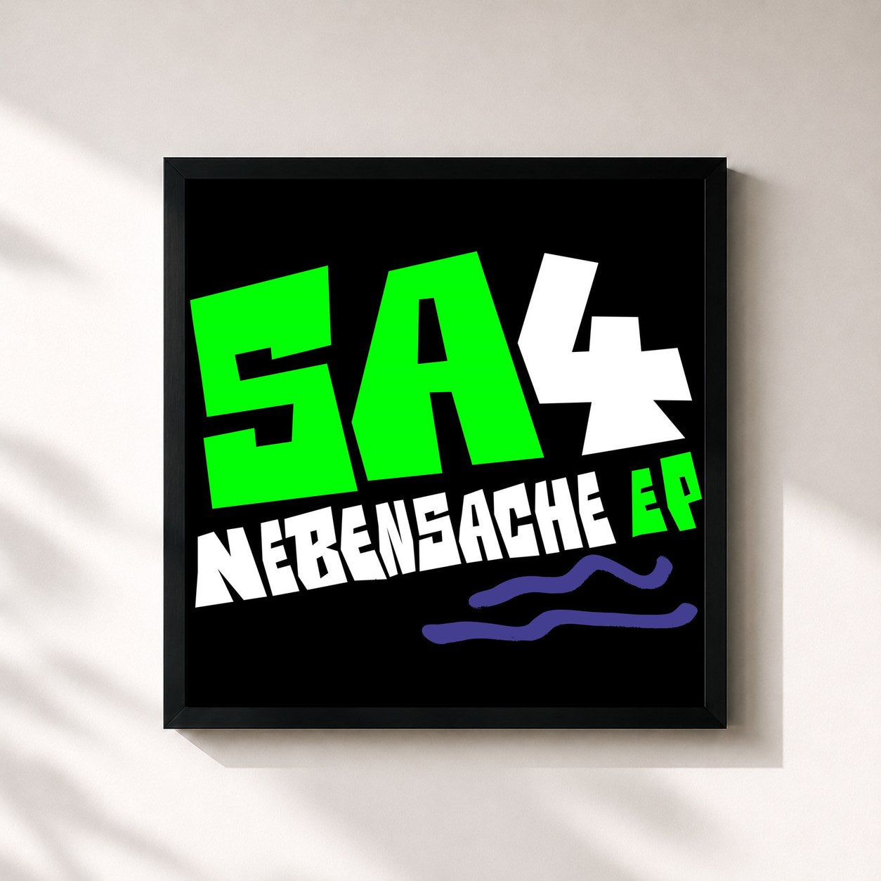 #noir Tableau carré de l'album Nebensache - EP de Sa4, cadre noir 32x32 cm