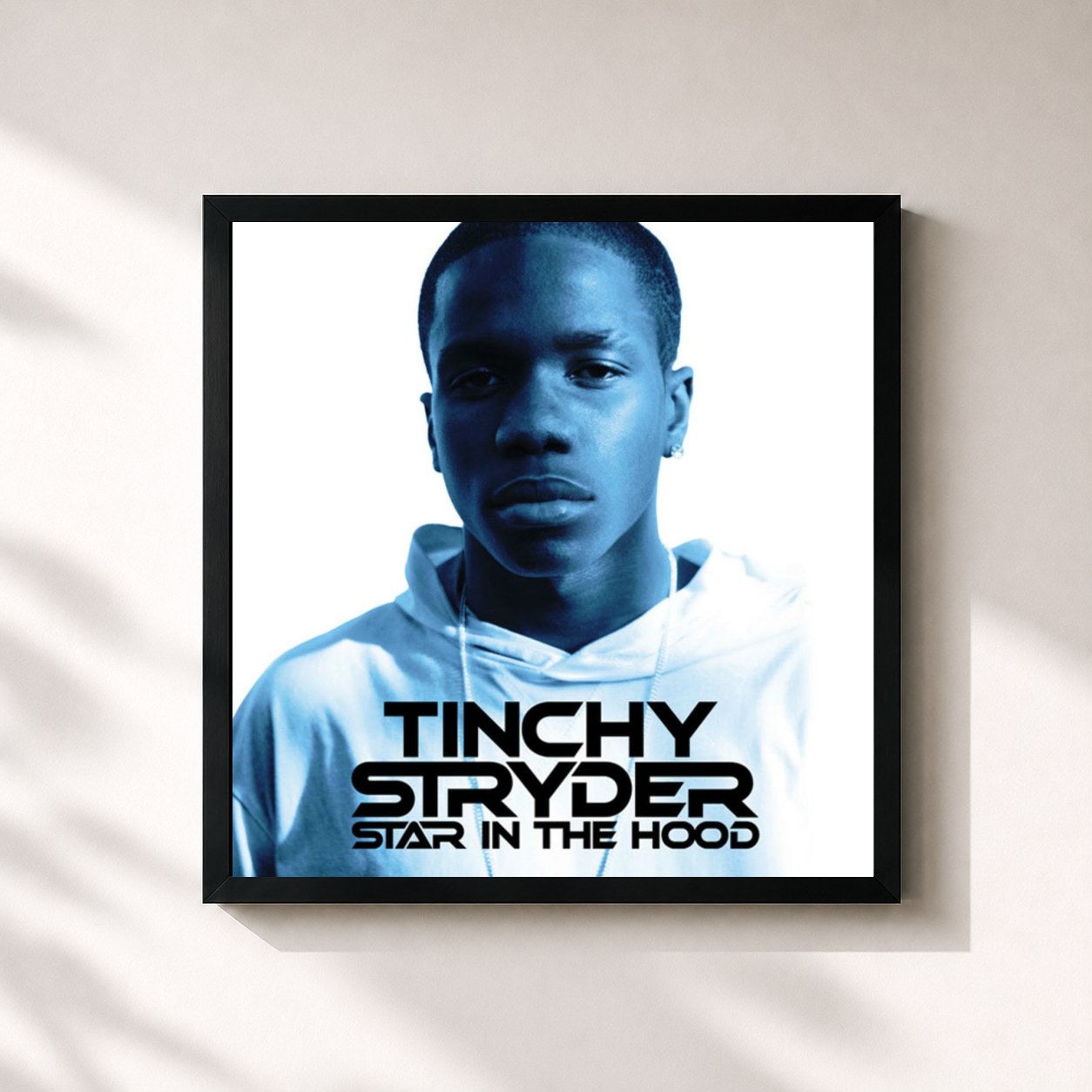 #noir Tableau carré de l'album Star in the Hood de Tinchy Stryder, cadre noir 32x32 cm