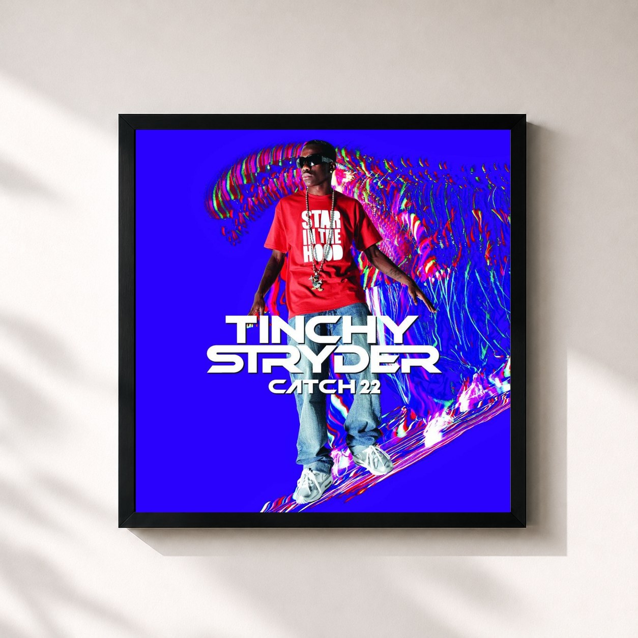 #noir Tableau carré de l'album Catch 22 de Tinchy Stryder, cadre noir 32x32 cm