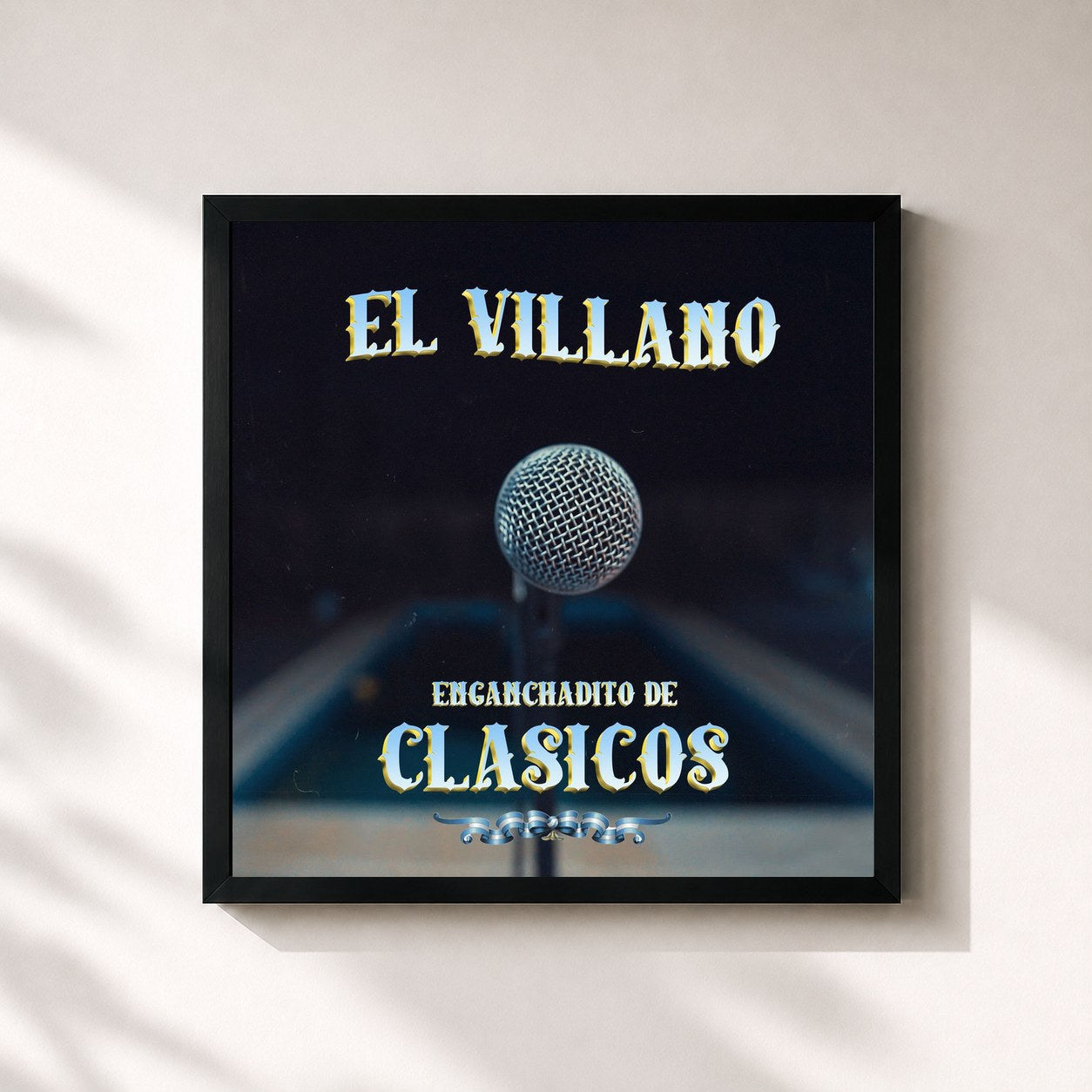 #noir Tableau carré de l'album Enganchadito de clásicos de El Villano, cadre noir 32x32 cm