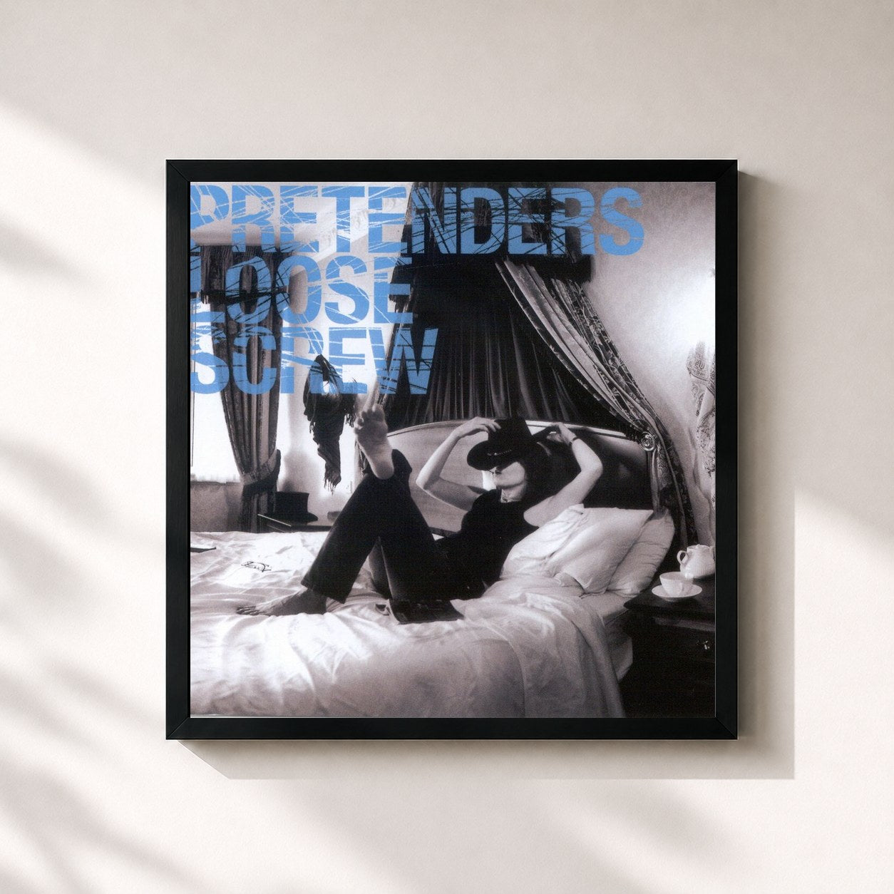 #noir Tableau carré de l'album Loose Screw de Pretenders, cadre noir 32x32 cm