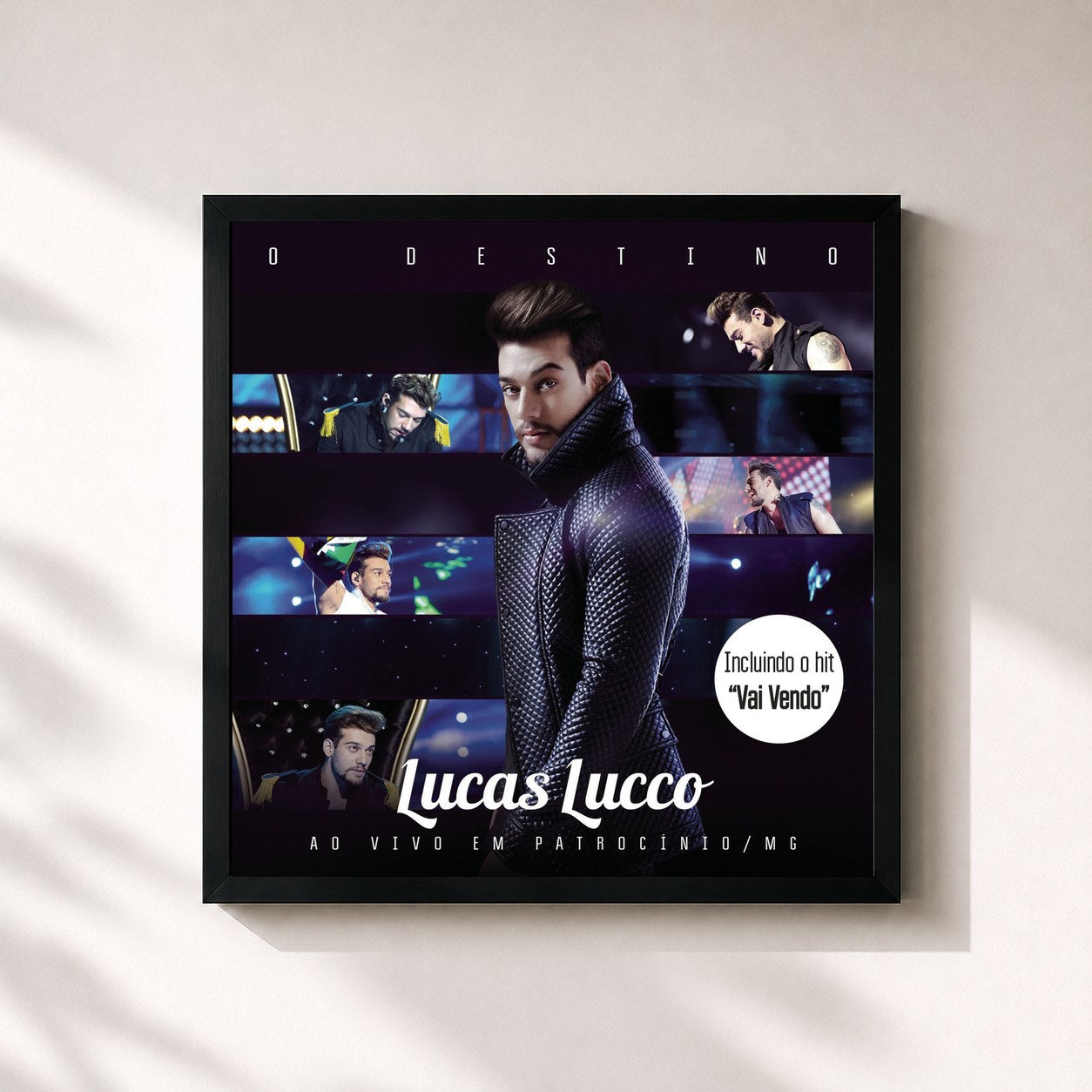 #noir Tableau carré de l'album O Destino (Bonus Track Version) de Lucas Lucco, cadre noir 32x32 cm