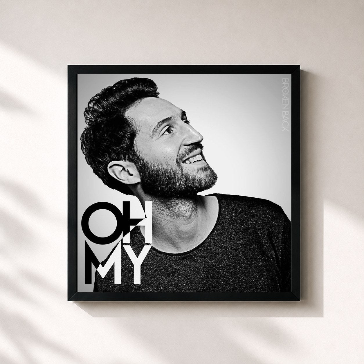 #noir Tableau carré de l'album Oh My de Broken Back, cadre noir 32x32 cm
