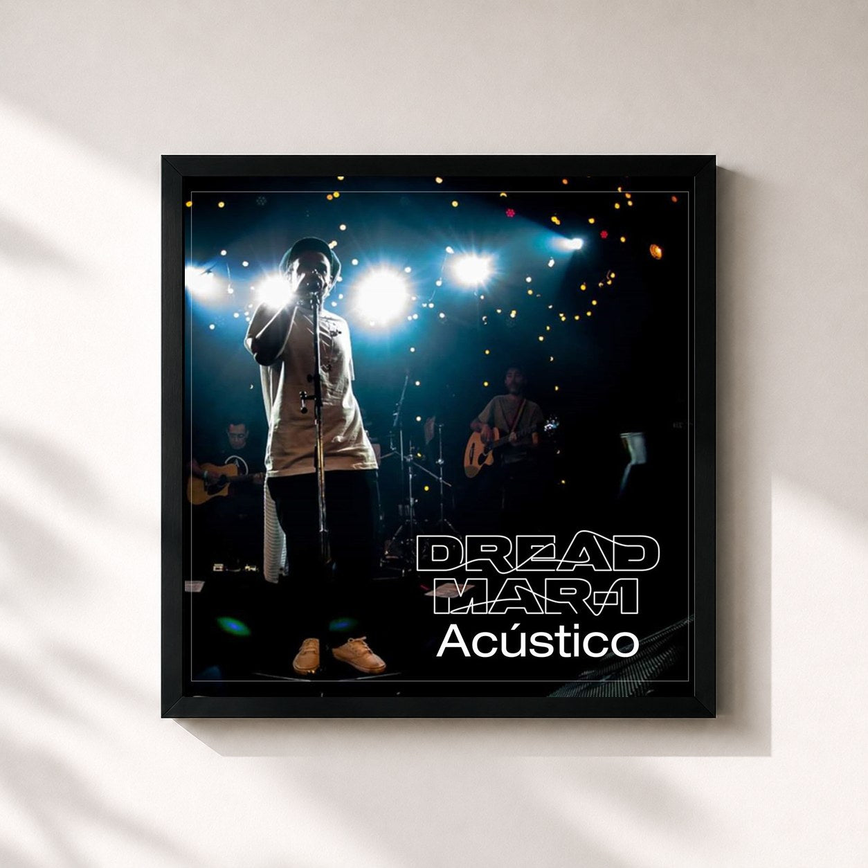 #noir Tableau carré de l'album Acústico de Dread Mar I, cadre noir 32x32 cm