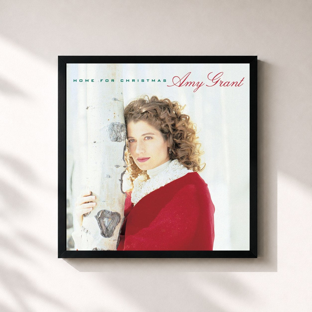 #noir Tableau carré de l'album Home For Christmas de Amy Grant, cadre noir 32x32 cm