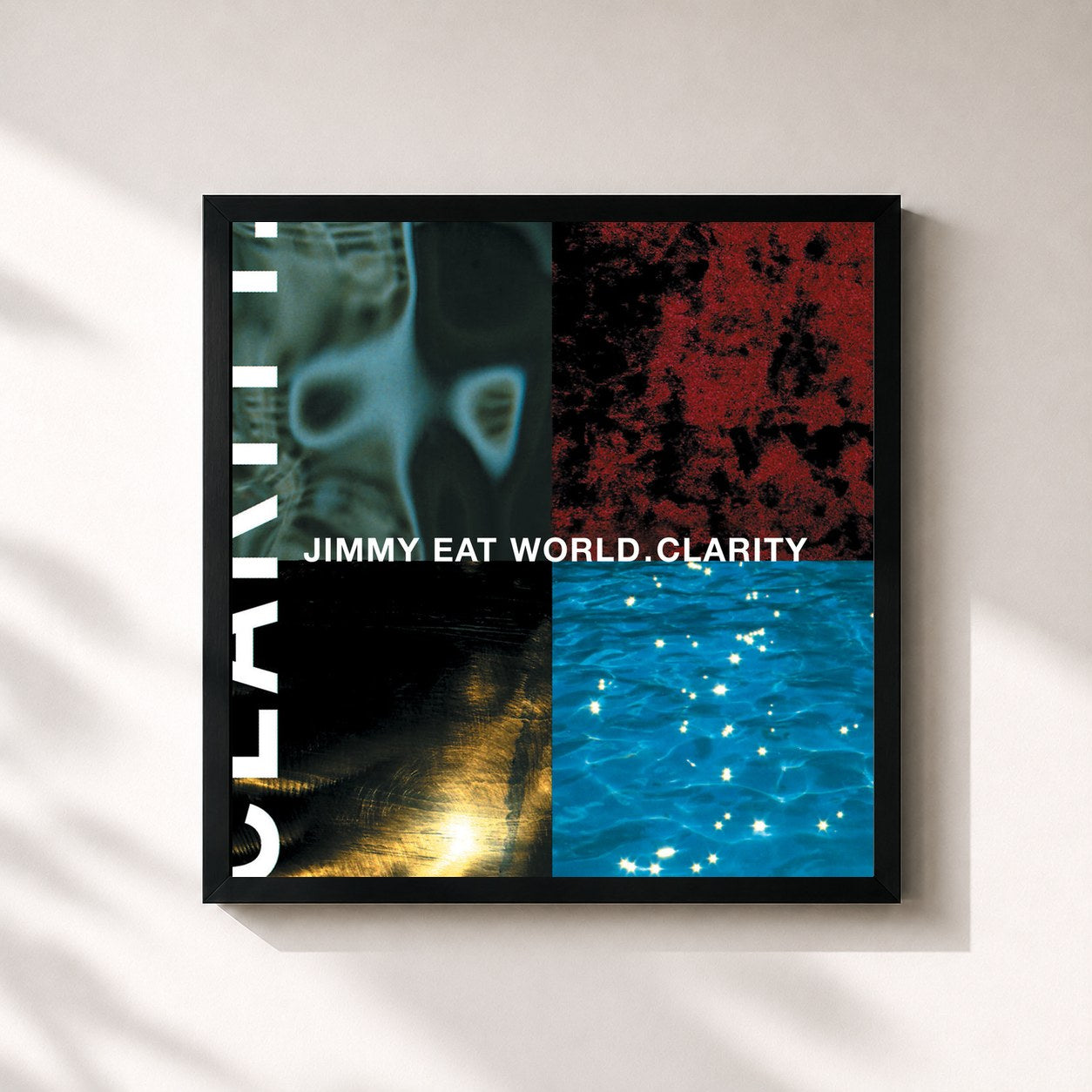 #noir Tableau carré de l'album Clarity (Expanded Edition) de Jimmy Eat World, cadre noir 32x32 cm