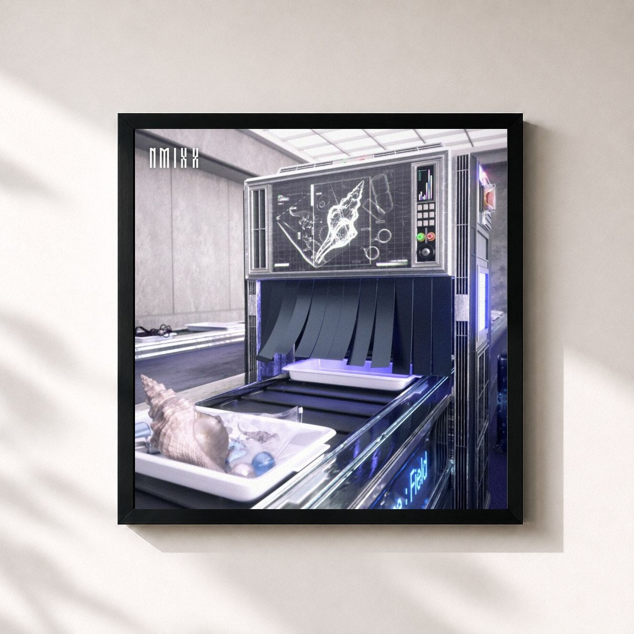 #noir Tableau carré de l'album Fe3O4: FORWARD de NMIXX, cadre noir 32x32 cm