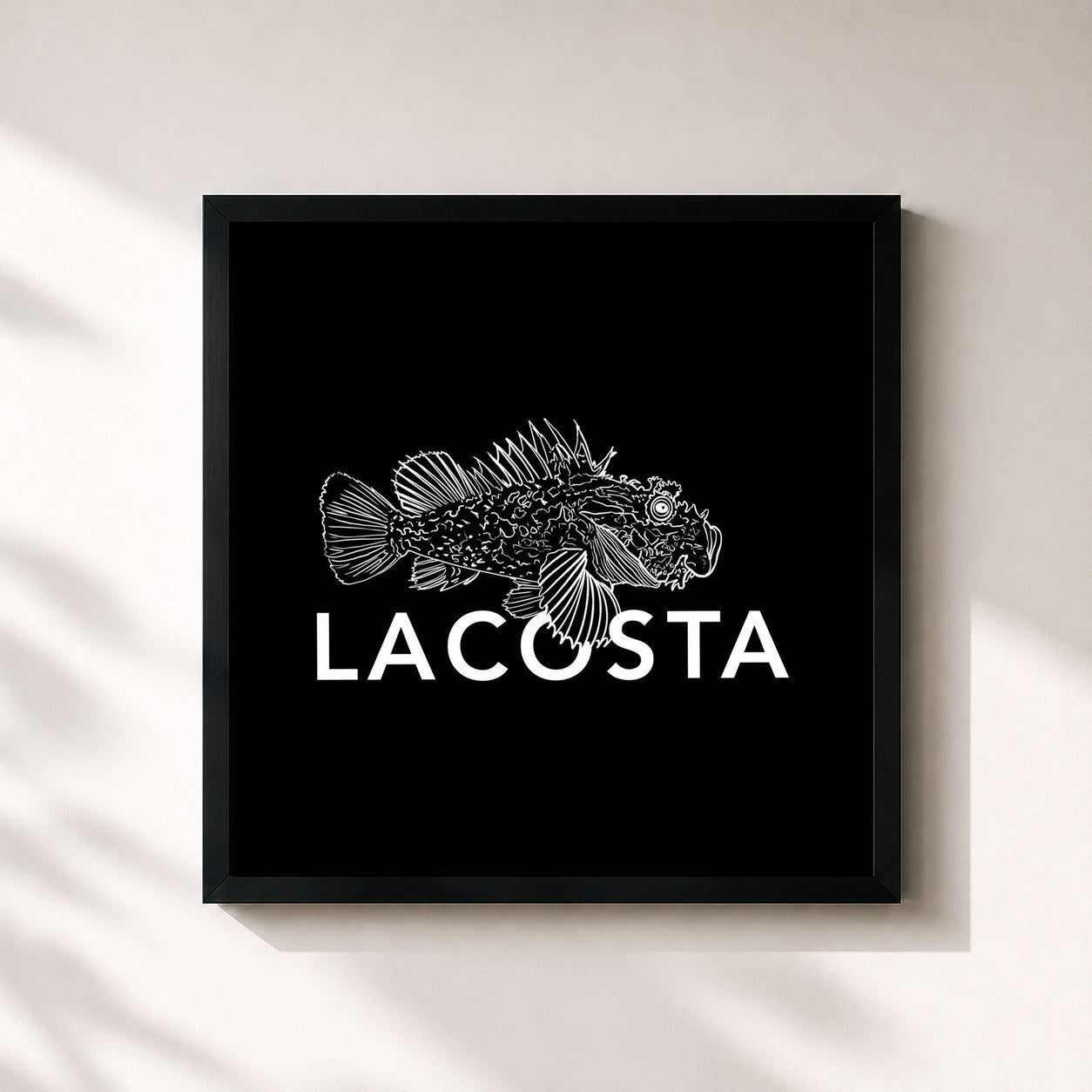 #noir Tableau carré de l'album LACOSTA de Hard GZ, cadre noir 32x32 cm