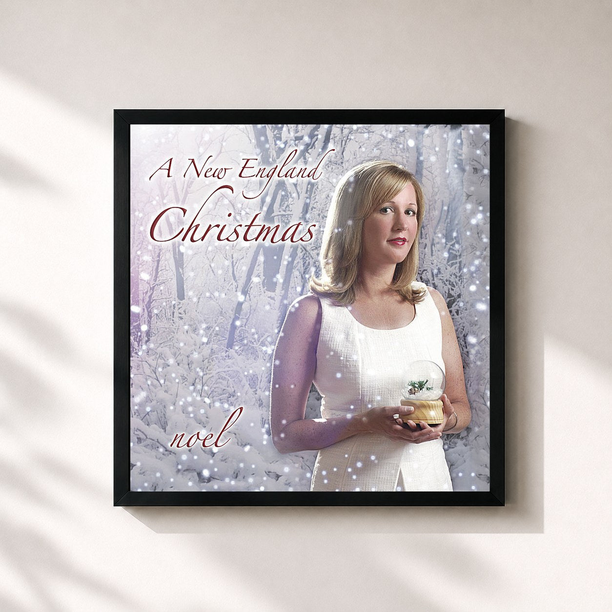 #noir Tableau carré de l'album A New England Christmas de Noel, cadre noir 32x32 cm