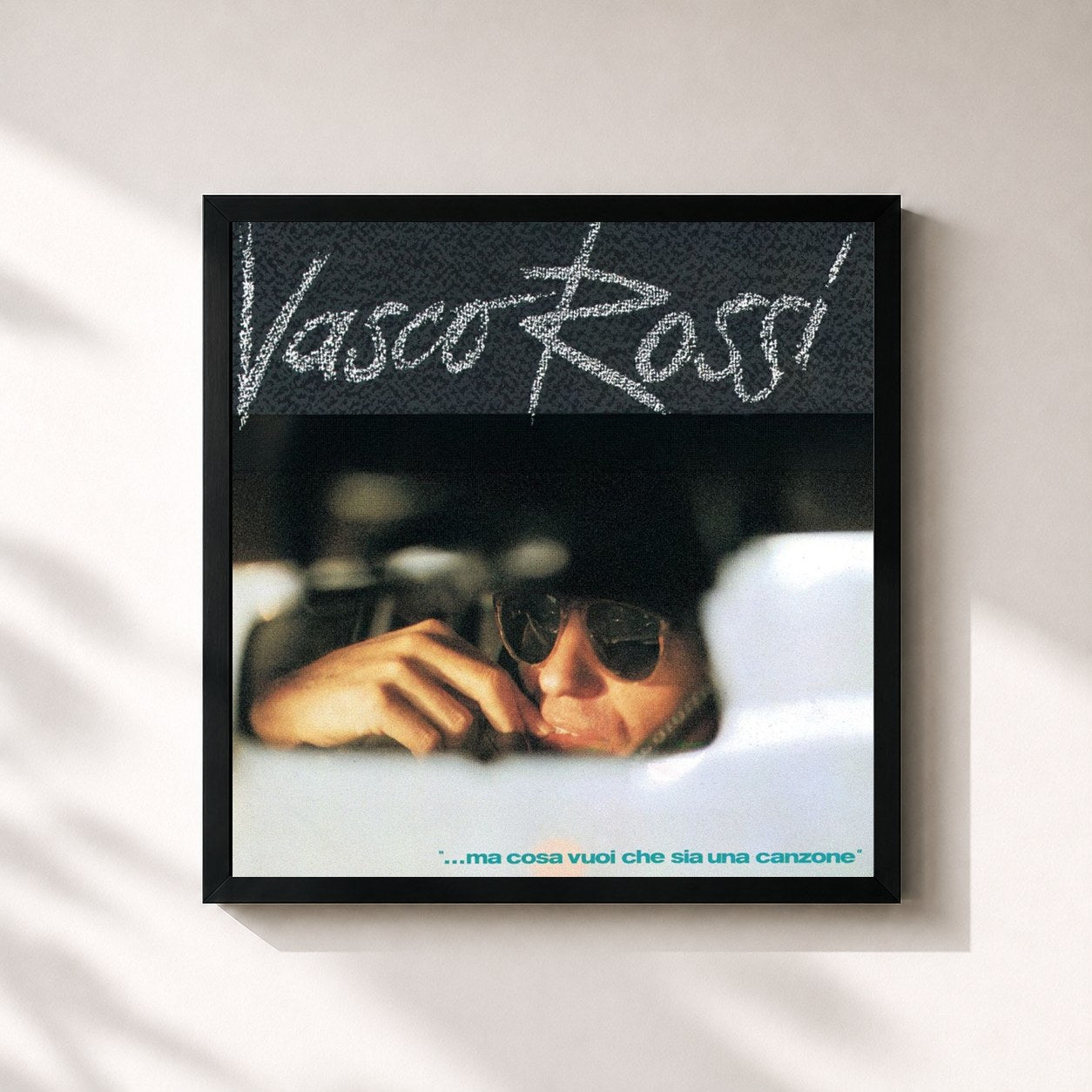 #noir Tableau carré de l'album Ma Cosa Vuoi Che Sia Una Canzone de Vasco Rossi, cadre noir 32x32 cm