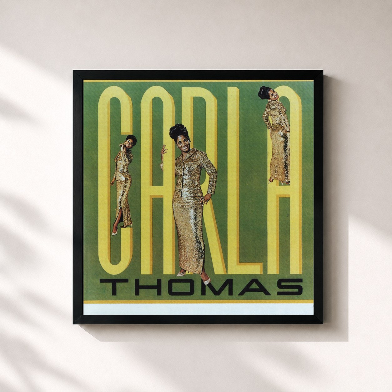 #noir Tableau carré de l'album Carla de Carla Thomas, cadre noir 32x32 cm