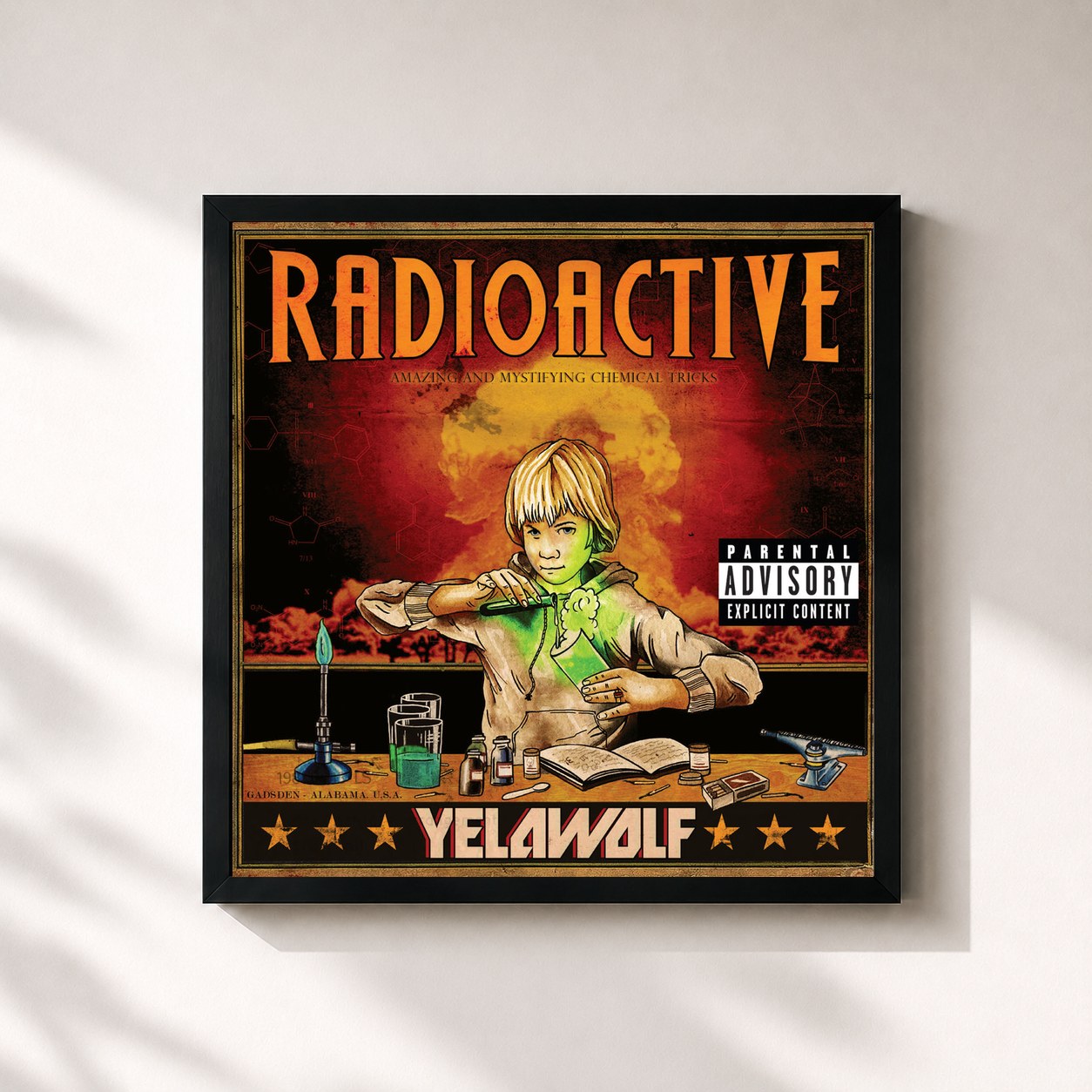 #noir Tableau carré de l'album Radioactive (Explicit Version) de Yelawolf, cadre noir 32x32 cm