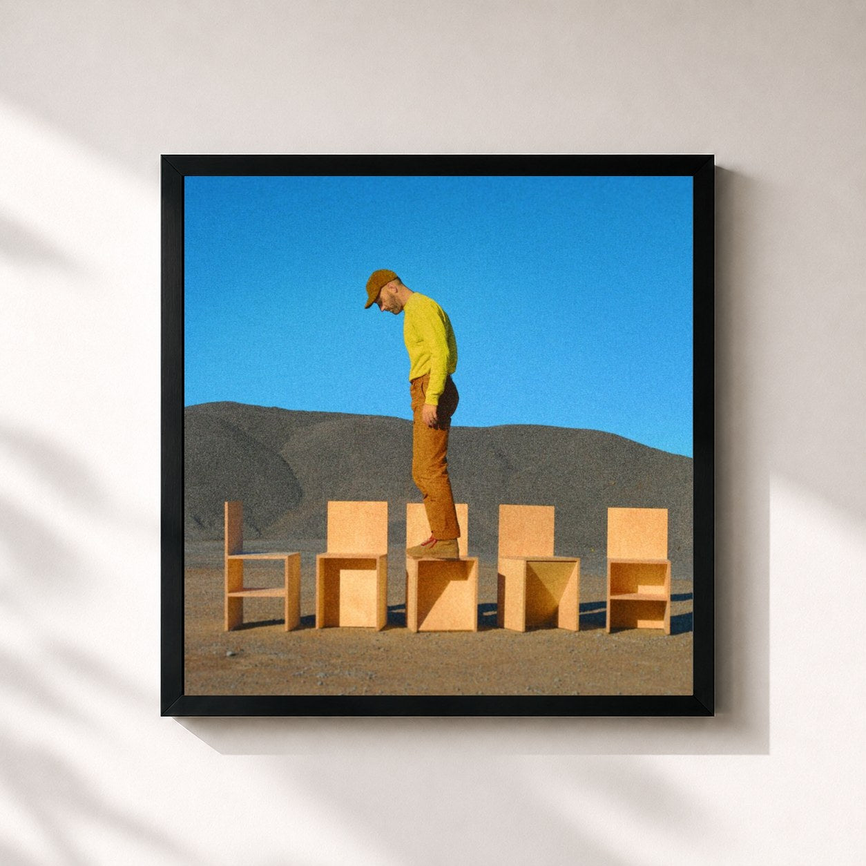 #noir Tableau carré de l'album January Flower de Mat Kearney, cadre noir 32x32 cm