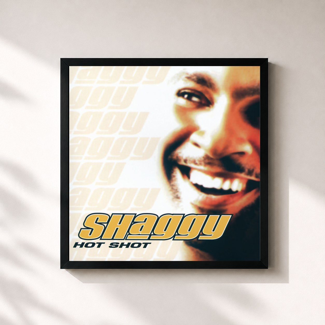 #noir Tableau carré de l'album Hot Shot de Shaggy, cadre noir 32x32 cm