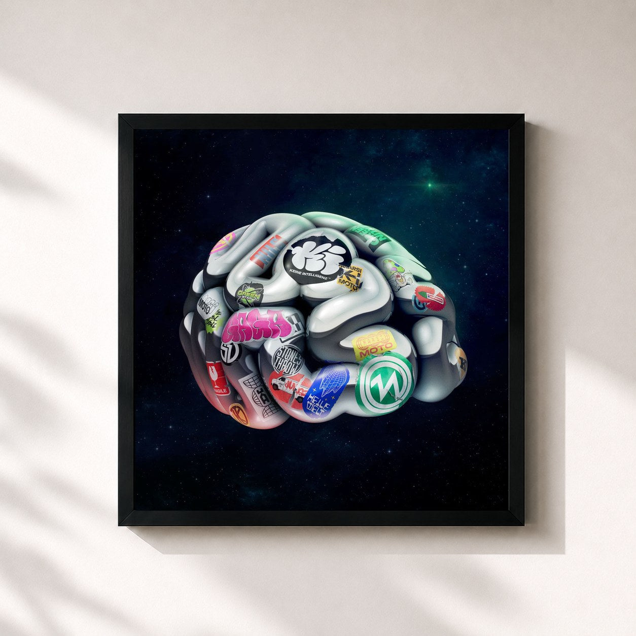 #noir Tableau carré de l'album KEINE INTELLIGENZ de Marsimoto, cadre noir 32x32 cm