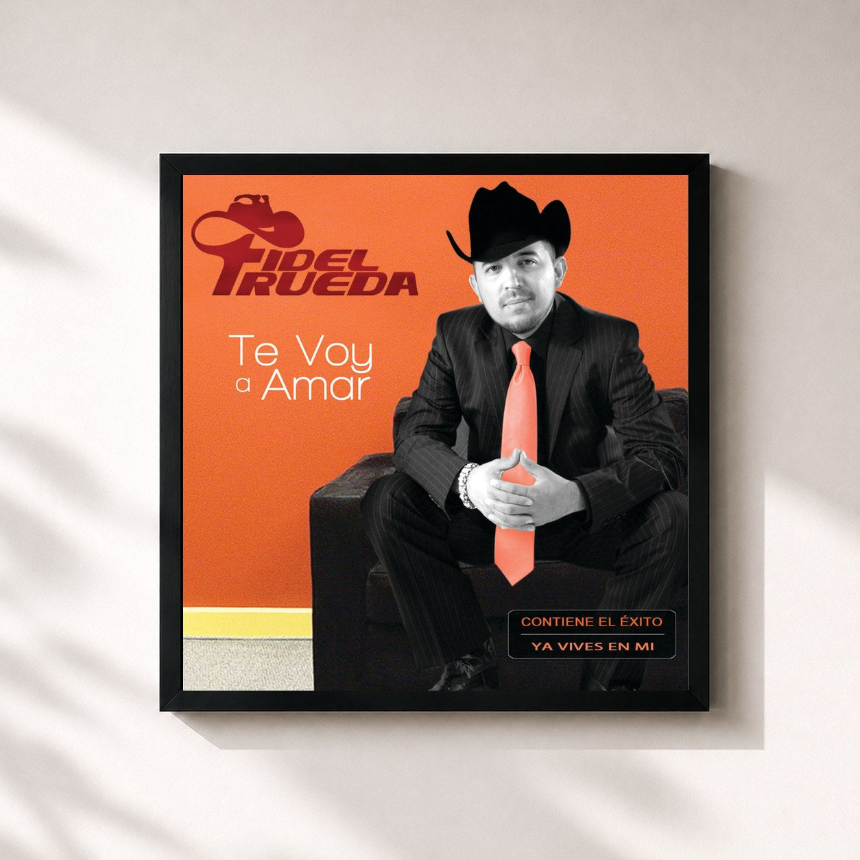 #noir Tableau carré de l'album Te Voy A Amar de Fidel Rueda, cadre noir 32x32 cm