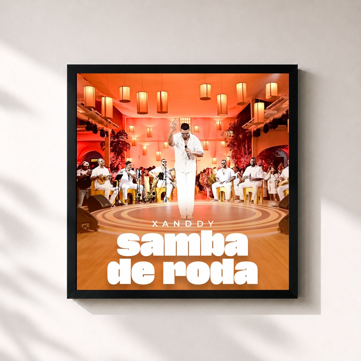 #noir Tableau carré de l'album Xanddy Samba de Roda de Xanddy Harmonia, cadre noir 32x32 cm