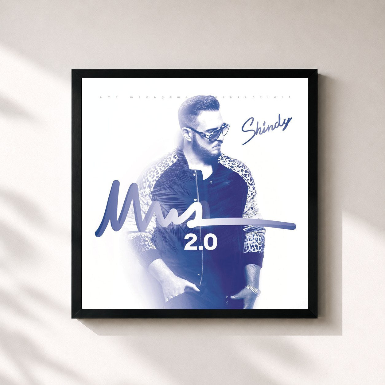 #noir Tableau carré de l'album NWA 2.0 de Shindy, cadre noir 32x32 cm