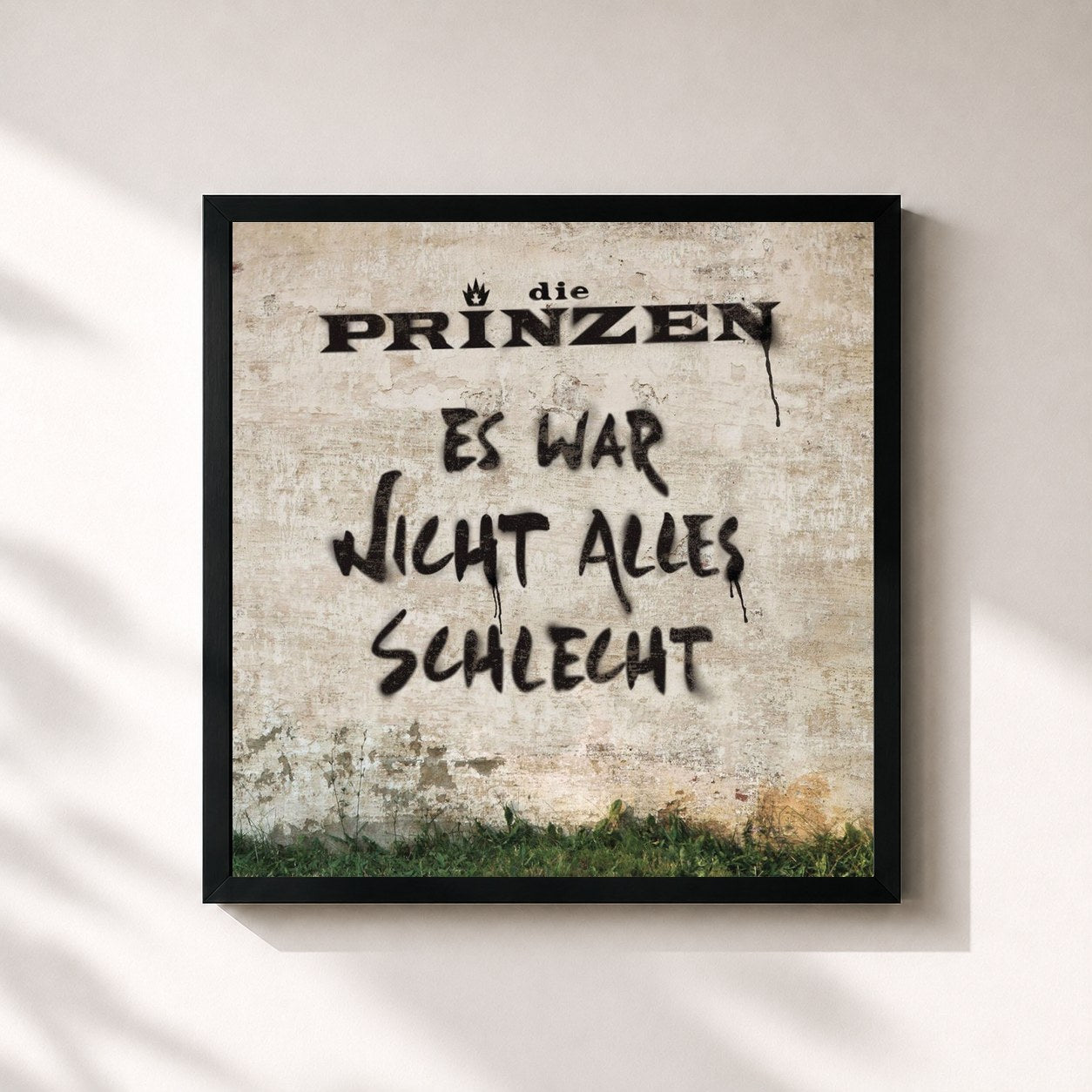 #noir Tableau carré de l'album Es war nicht alles schlecht de Die Prinzen, cadre noir 32x32 cm