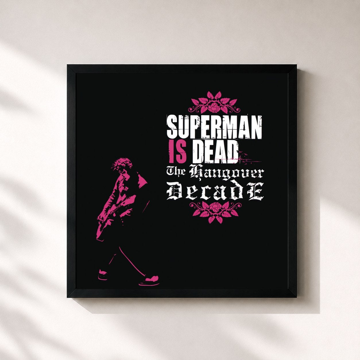 #noir Tableau carré de l'album The Hangover Decade de Superman Is Dead, cadre noir 32x32 cm