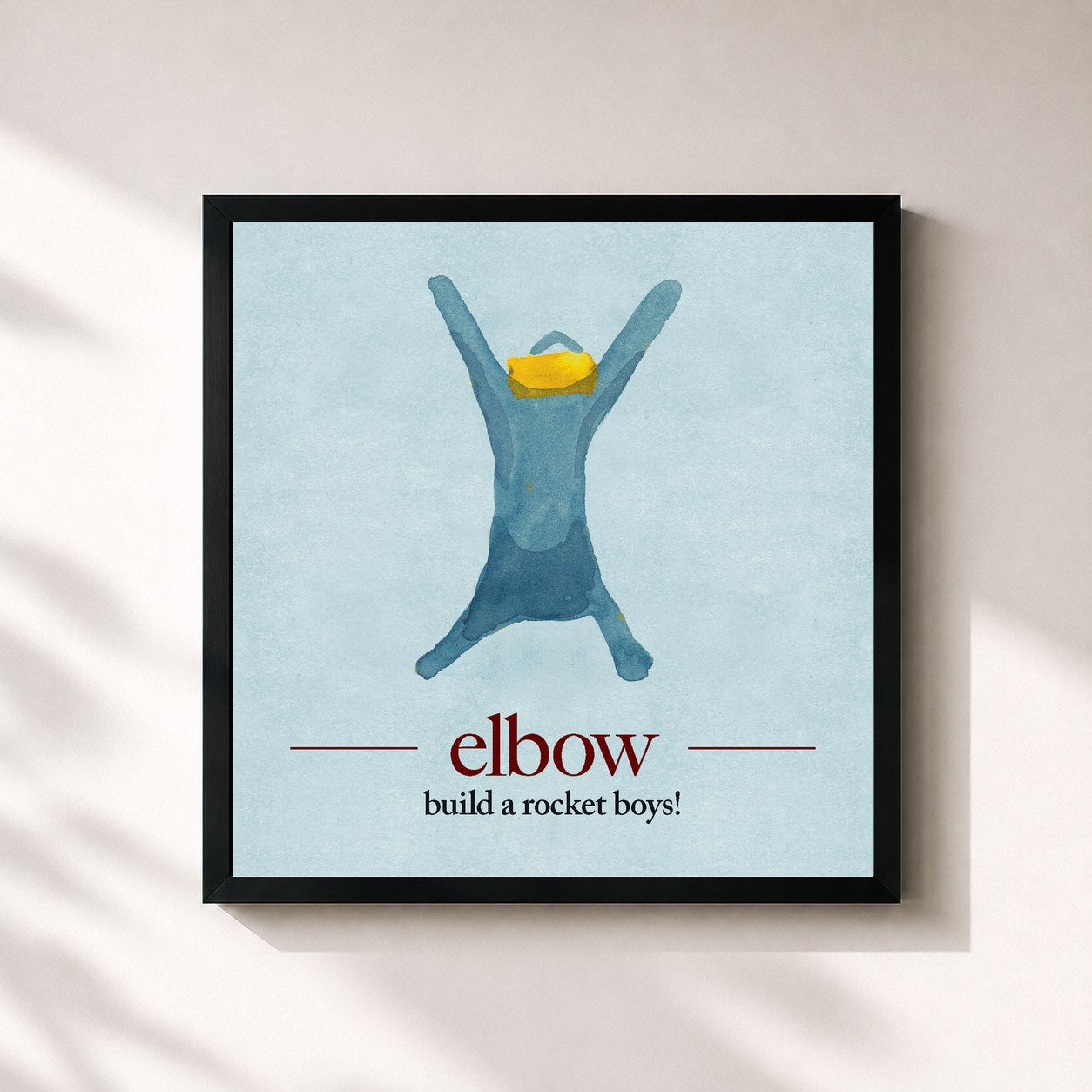 #noir Tableau carré de l'album build a rocket boys! de Elbow, cadre noir 32x32 cm