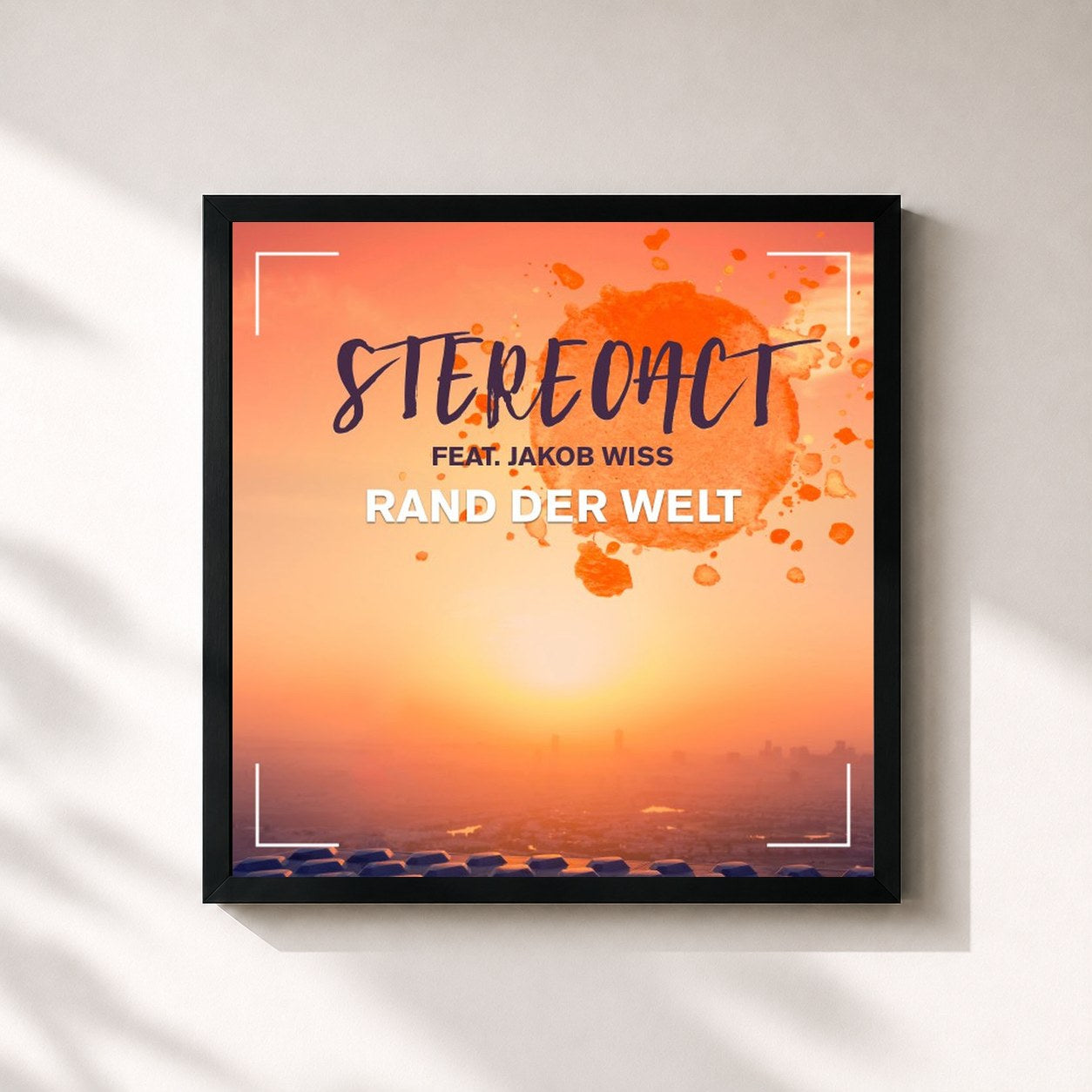 #noir Tableau carré de l'album Rand der Welt de Stereoact, cadre noir 32x32 cm