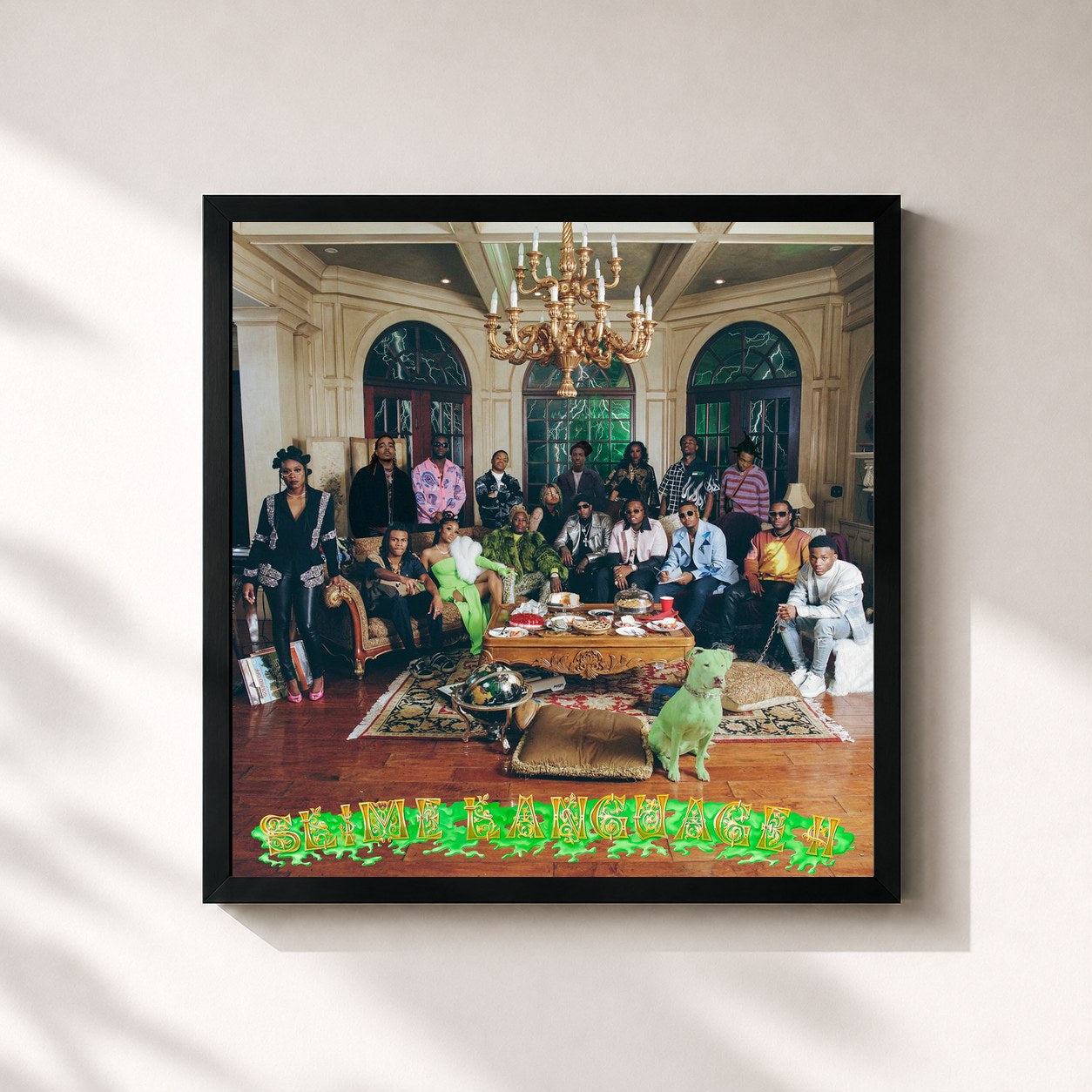 #noir Tableau carré de l'album Slime Language 2 de Young Stoner Life, cadre noir 32x32 cm