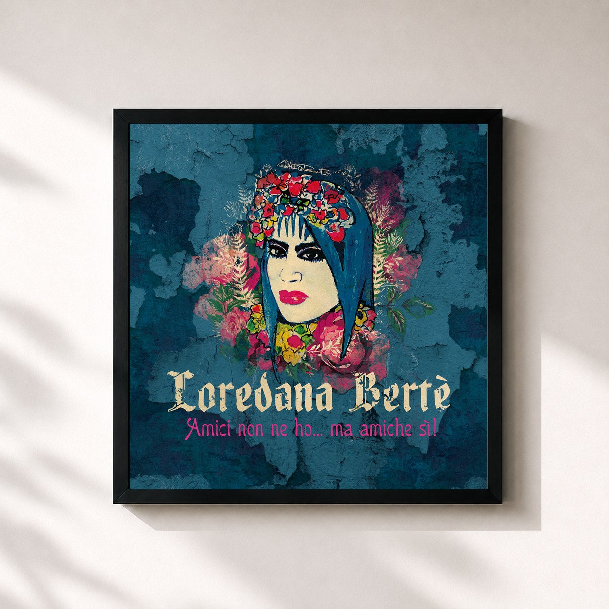 #noir Tableau carré de l'album Amici non ne ho... ma amiche sì! de Loredana Bertè, cadre noir 32x32 cm