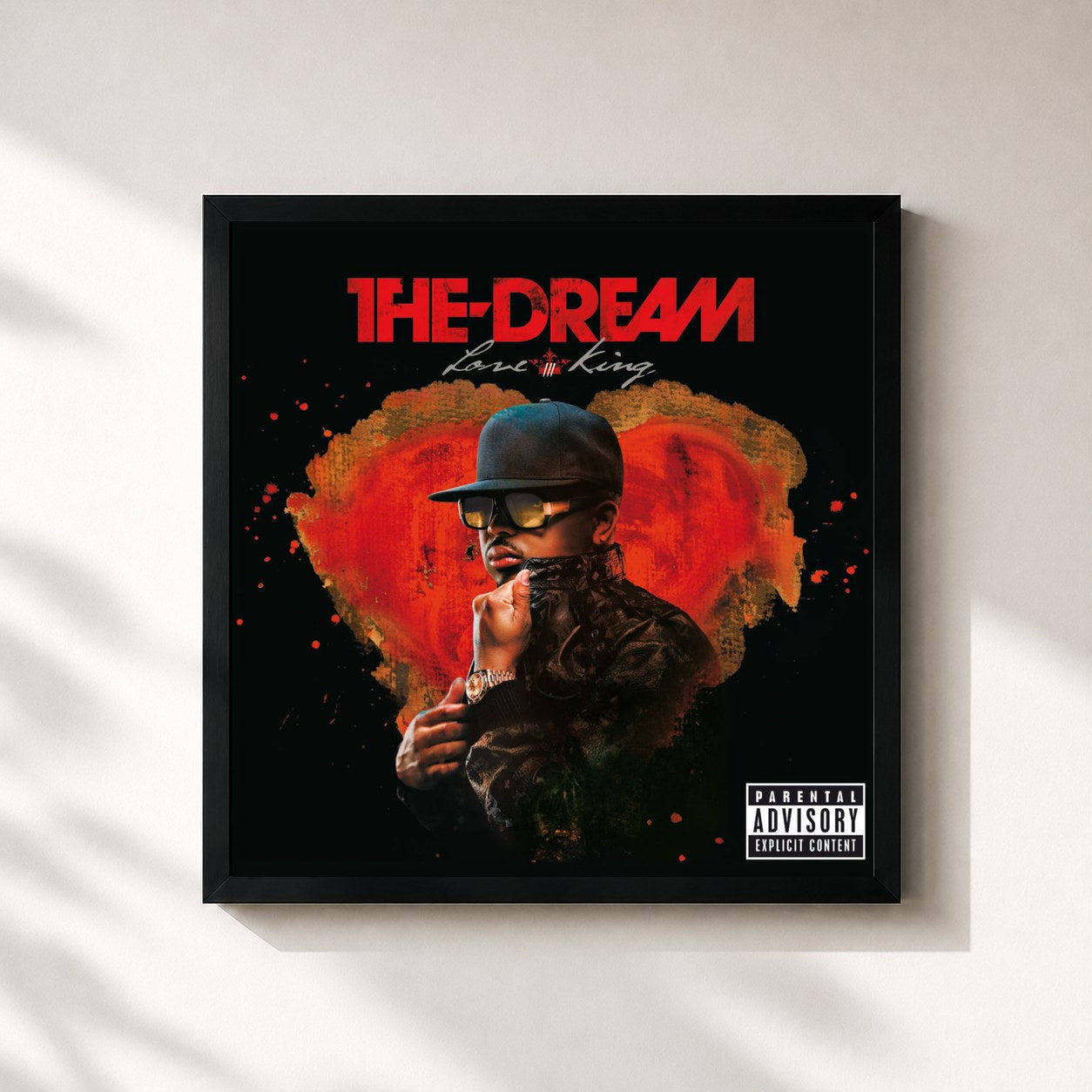 #noir Tableau carré de l'album Love King de THE-DREAM, cadre noir 32x32 cm
