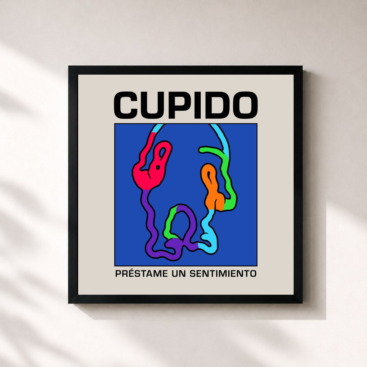 #noir Tableau carré de l'album Préstame Un Sentimiento de Cupido, cadre noir 32x32 cm