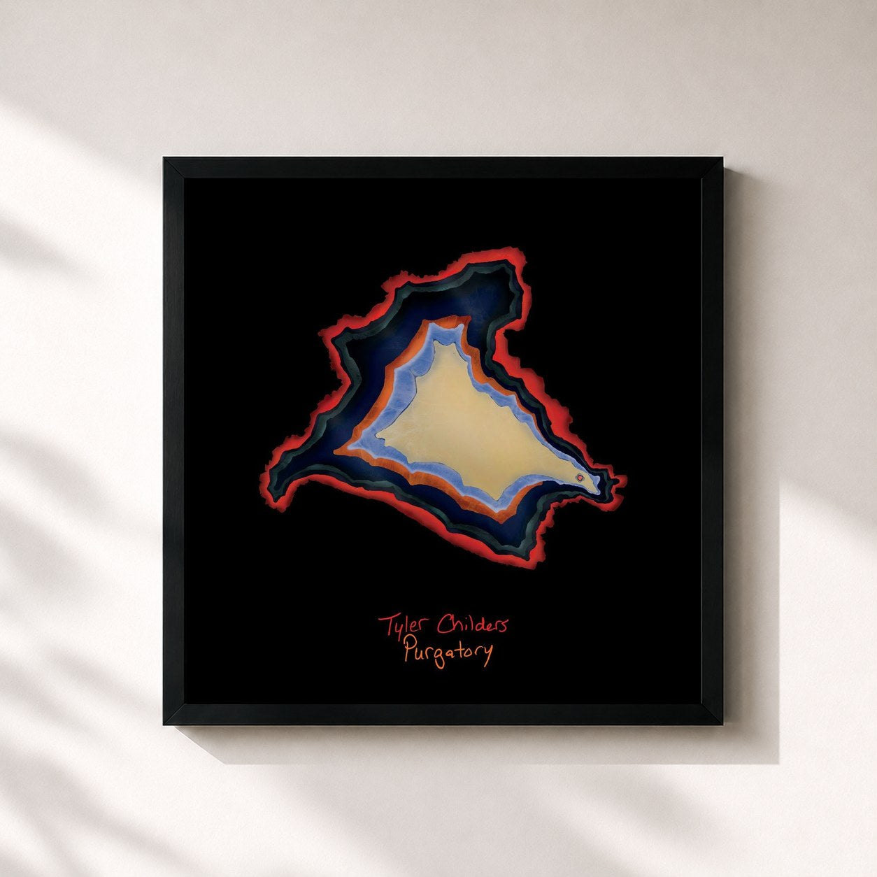 #noir Tableau carré de l'album Purgatory de Tyler Childers, cadre noir 32x32 cm
