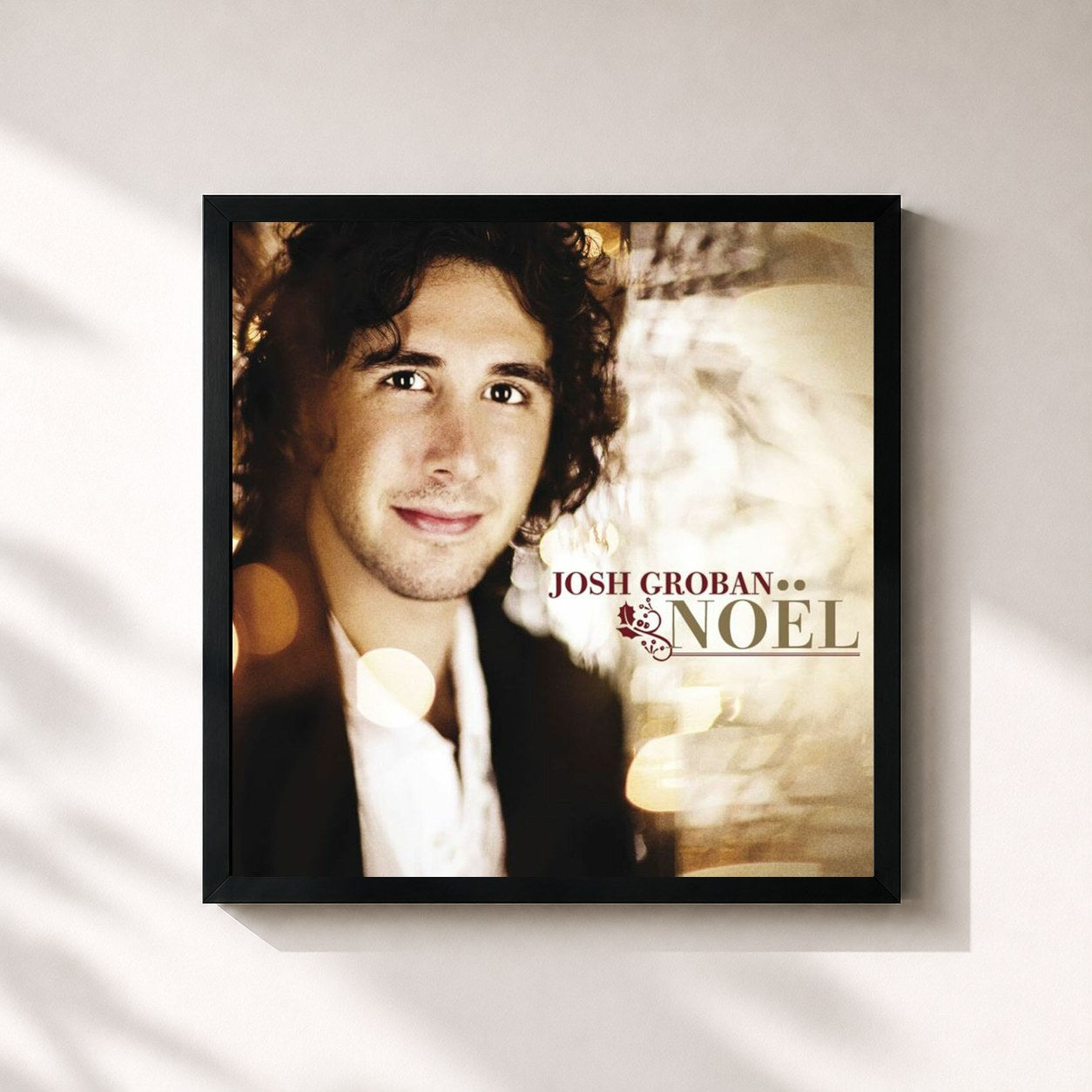 #noir Tableau carré de l'album Noël de Josh Groban, cadre noir 32x32 cm