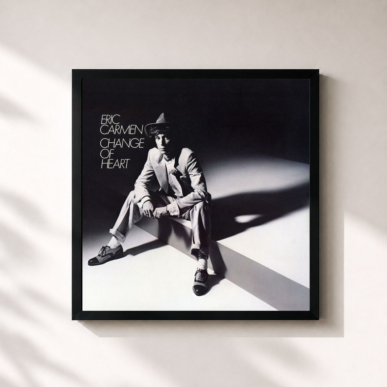 #noir Tableau carré de l'album Change Of Heart de Eric Carmen, cadre noir 32x32 cm
