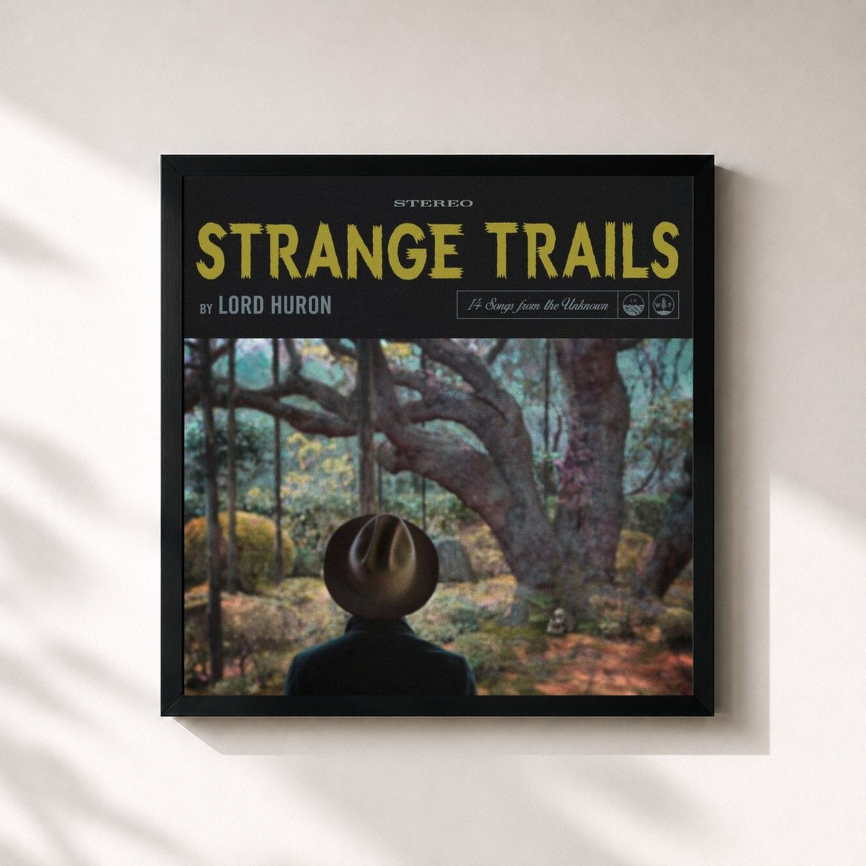 #noir Tableau carré de l'album Strange Trails de Lord Huron, cadre noir 32x32 cm